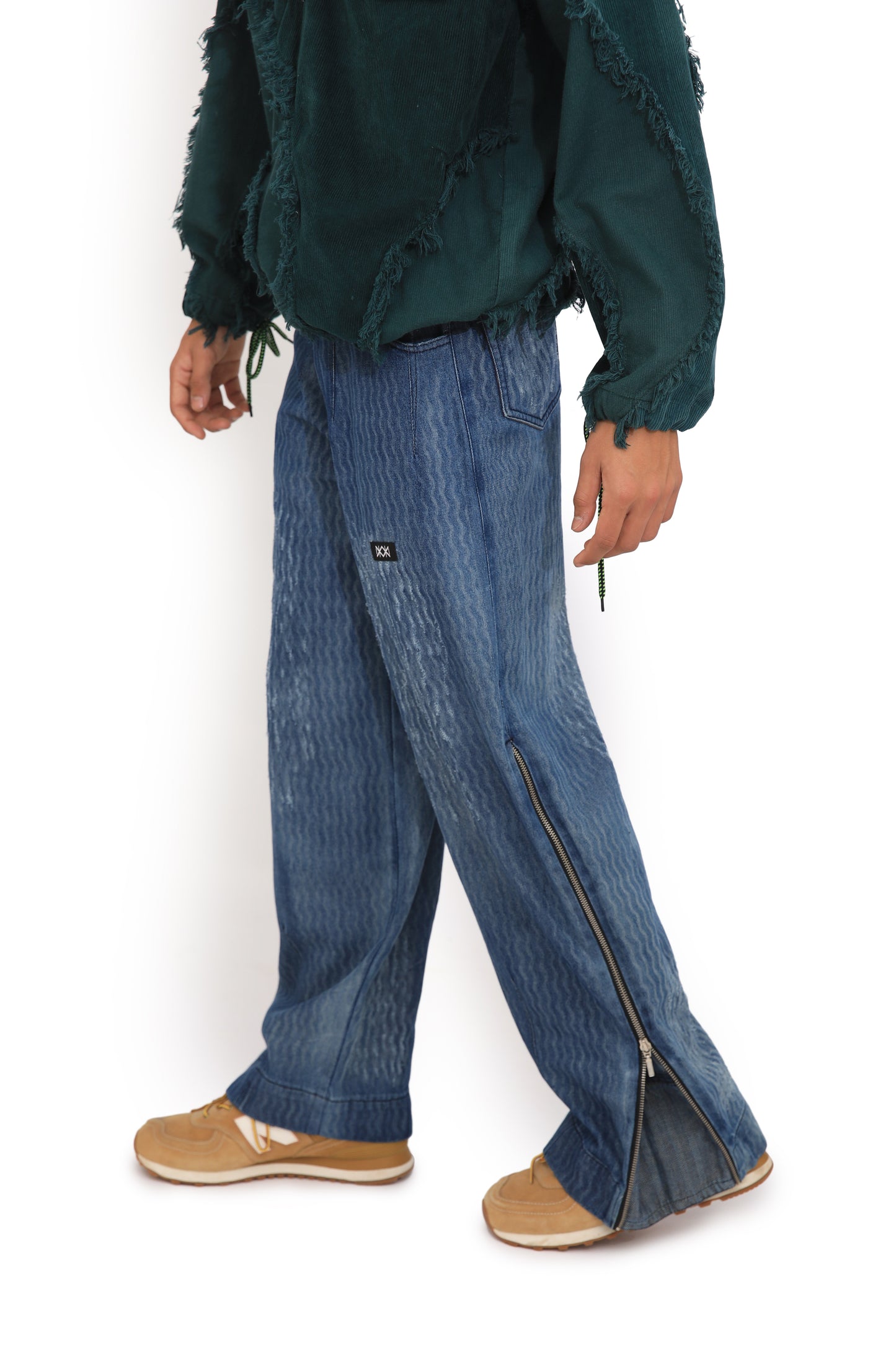 Wave Textured Denim Pants
