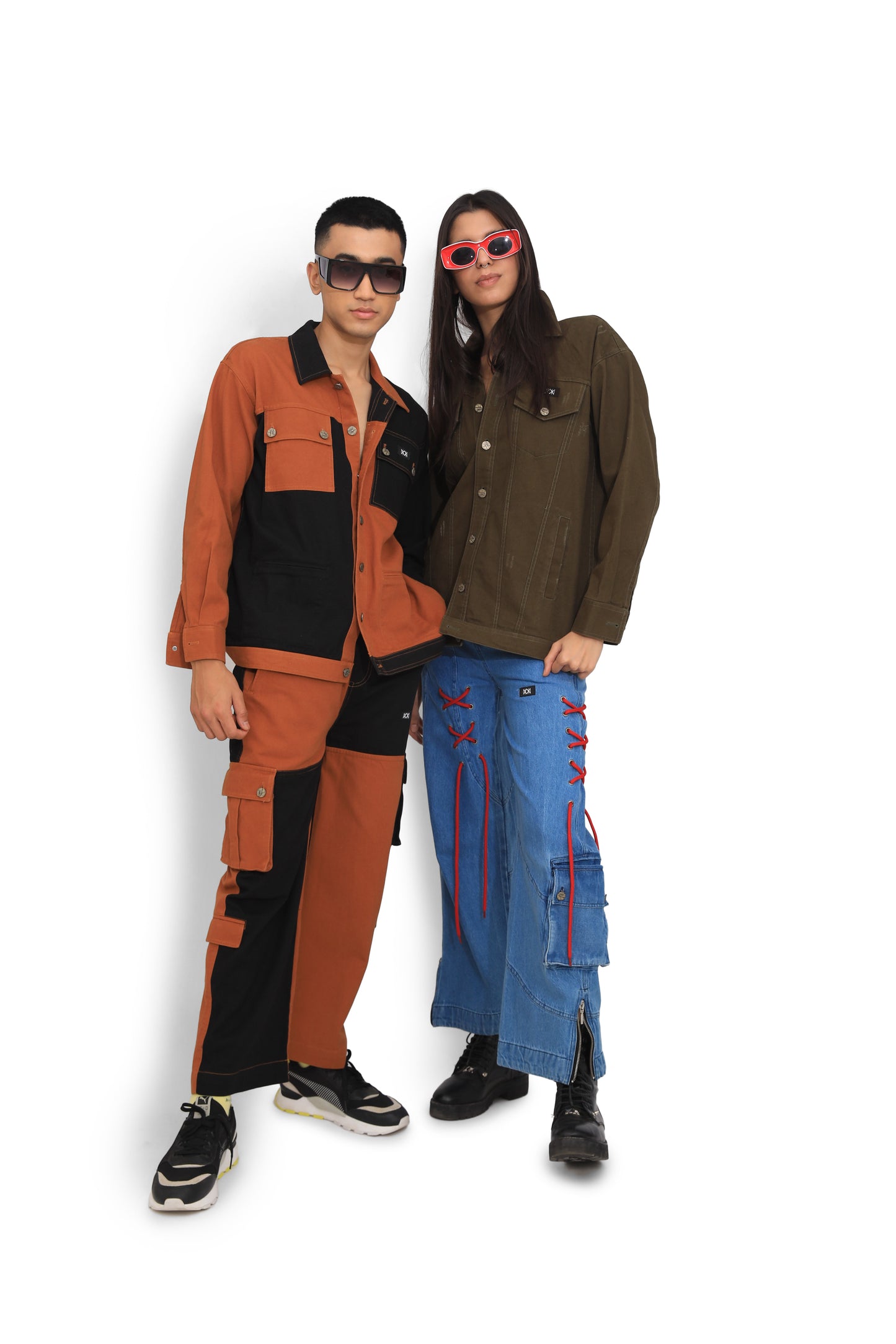 Rust & Black Colour Block Jacket