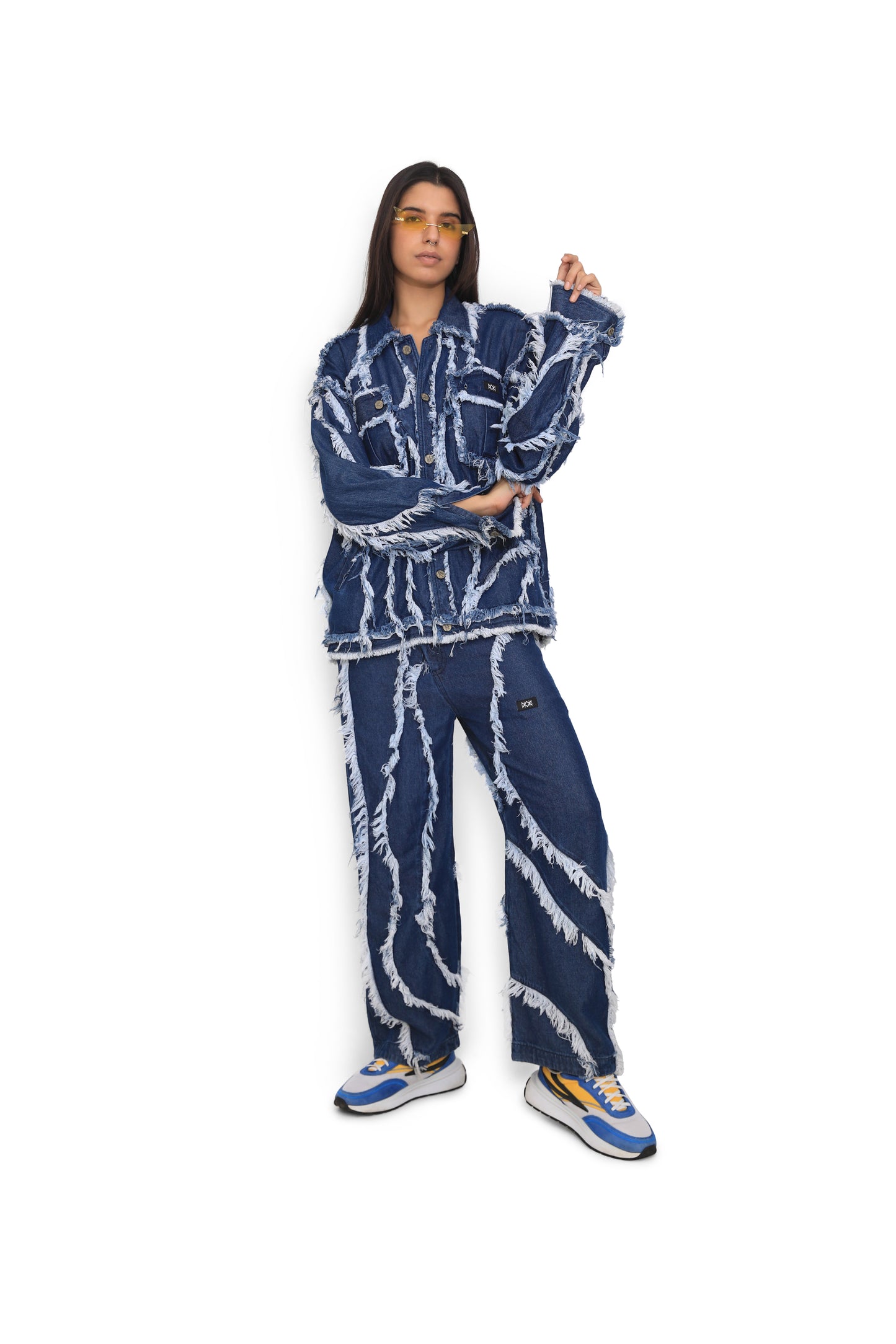 Denim Fur Pants