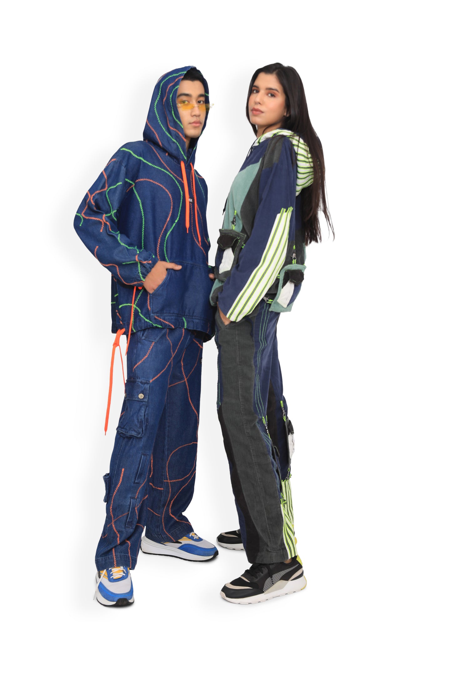 Blue Embroidered Street Map Hoodie