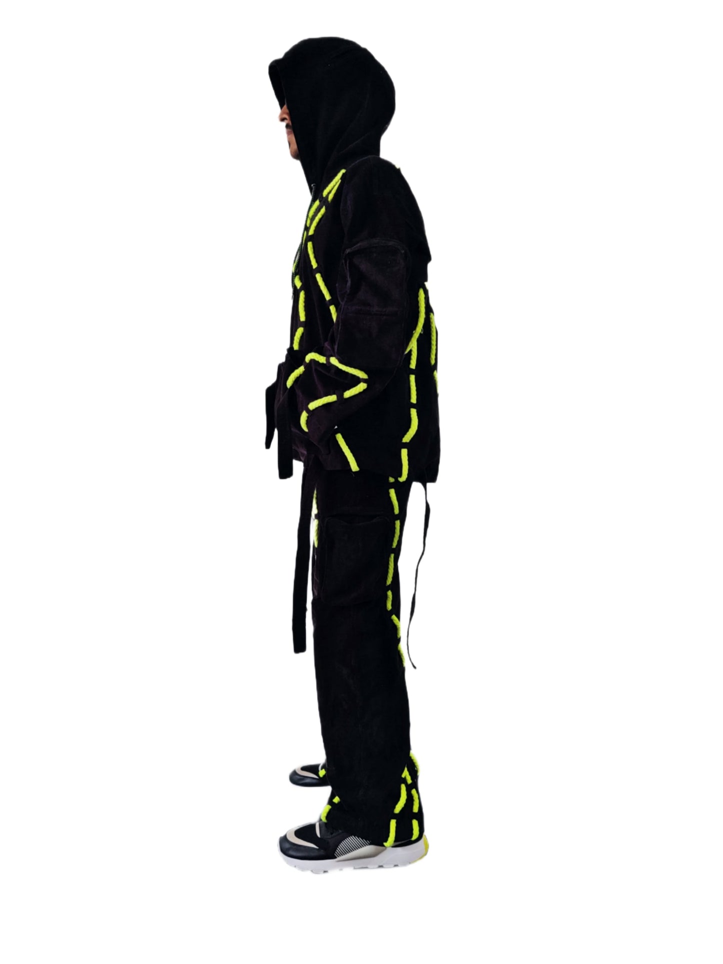 Black Roped Cargo Pants