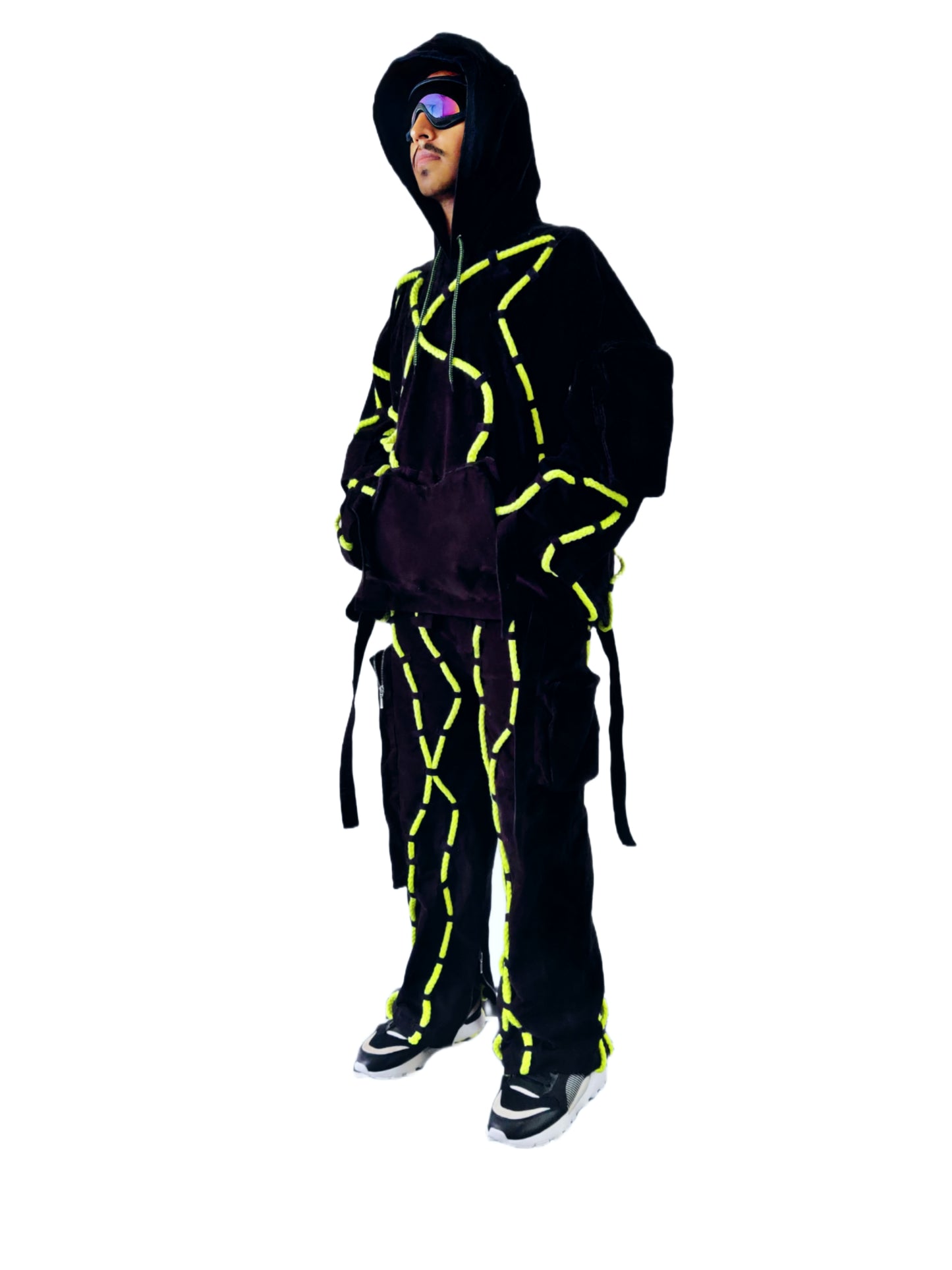 Black Roped Hoodie