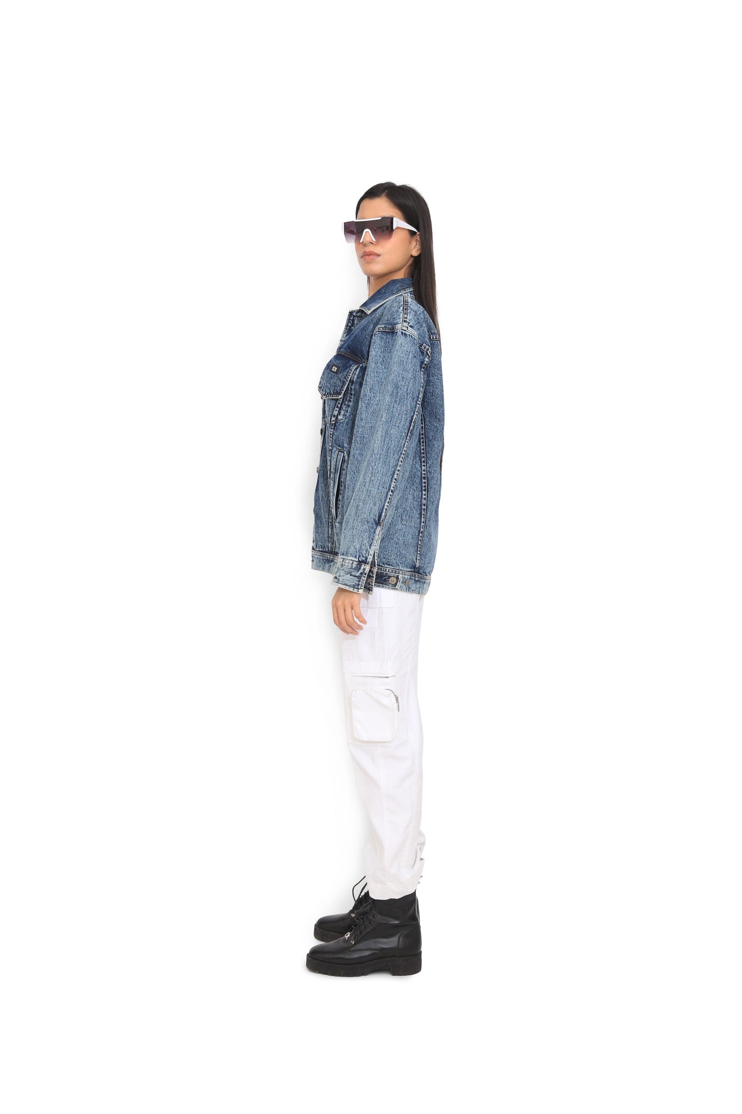 Utility White Denim Cargo Pants
