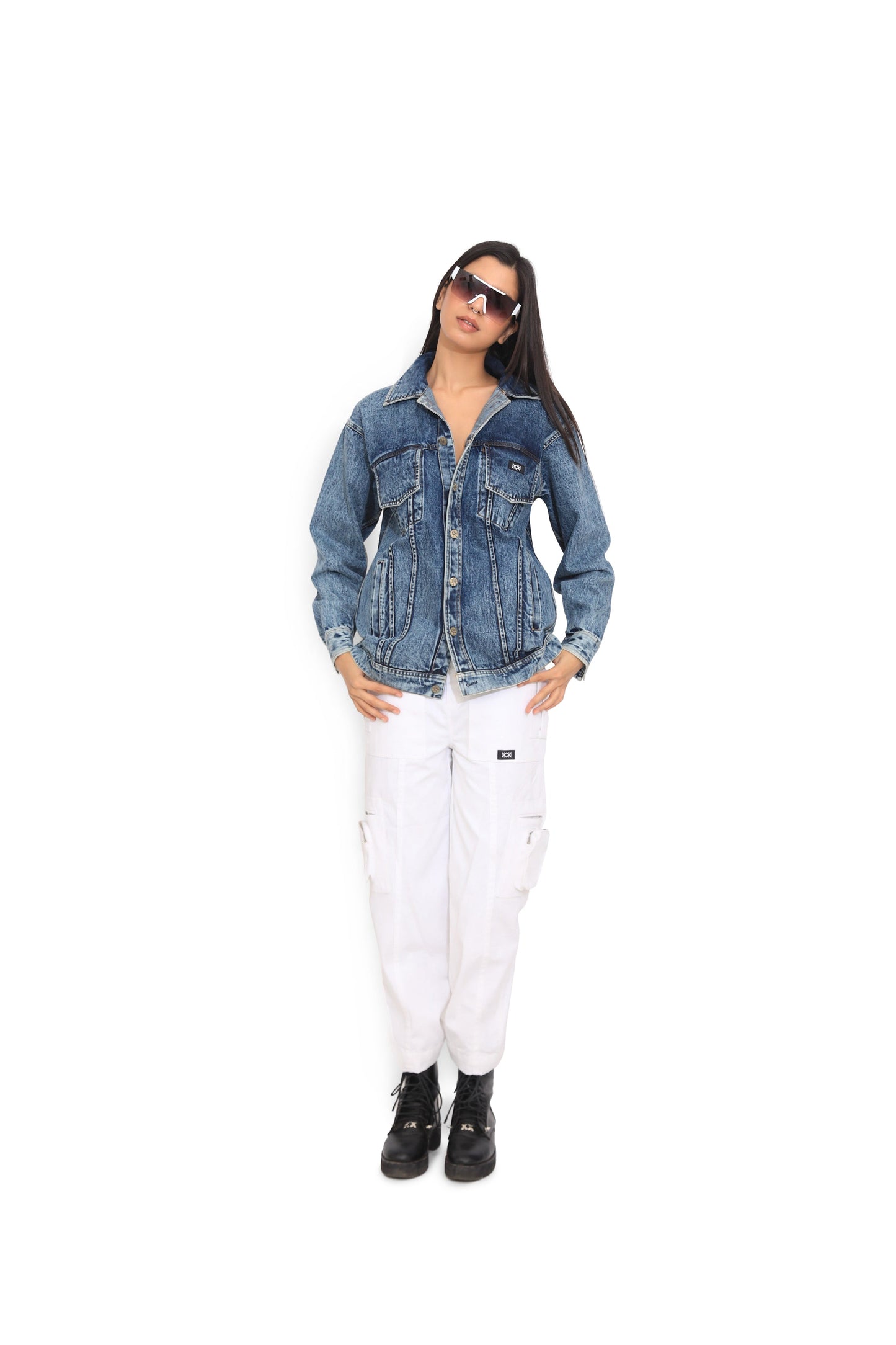 Utility White Denim Cargo Pants