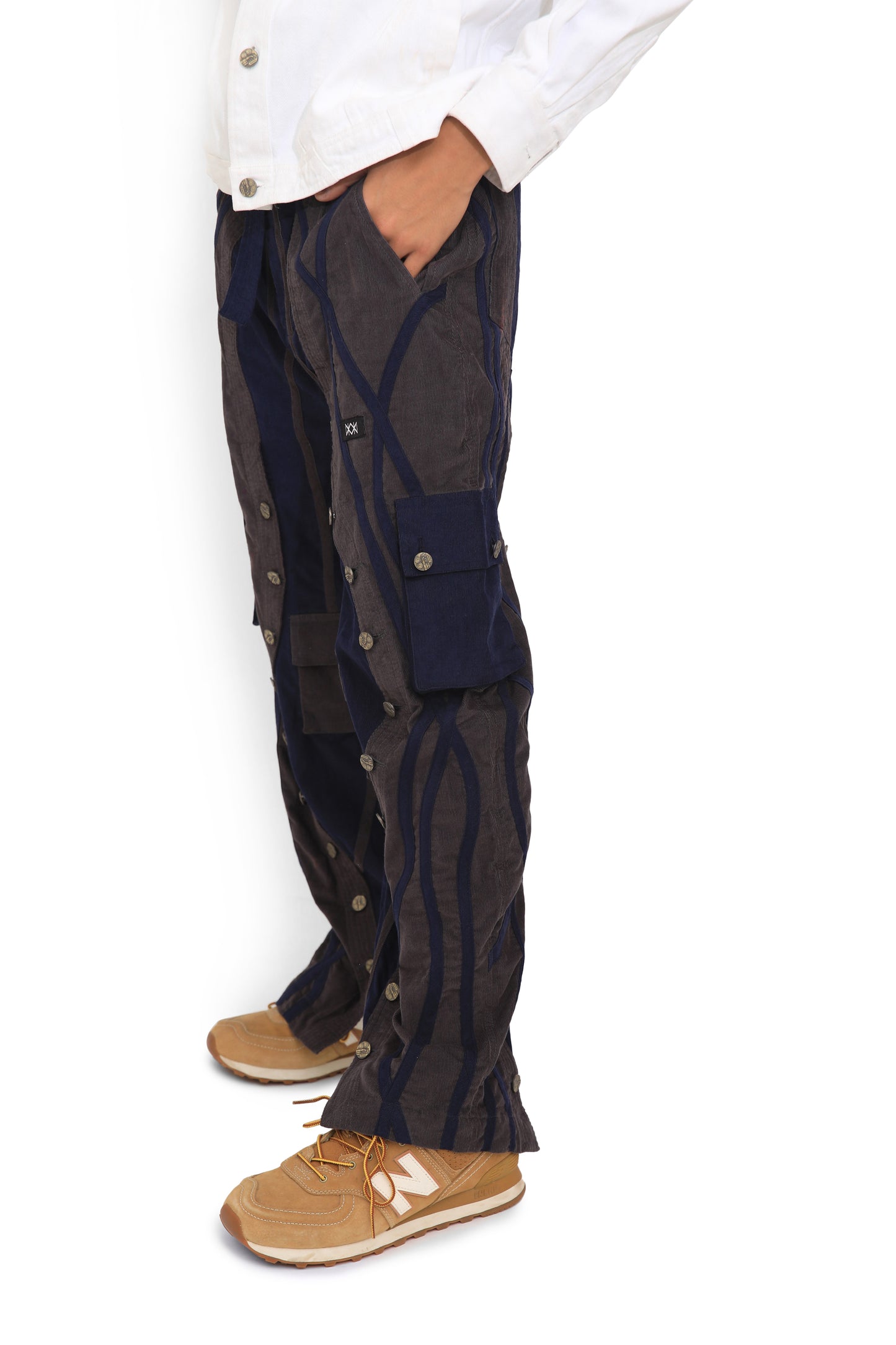 Grey & Blue Contrast Overlap Track Pants