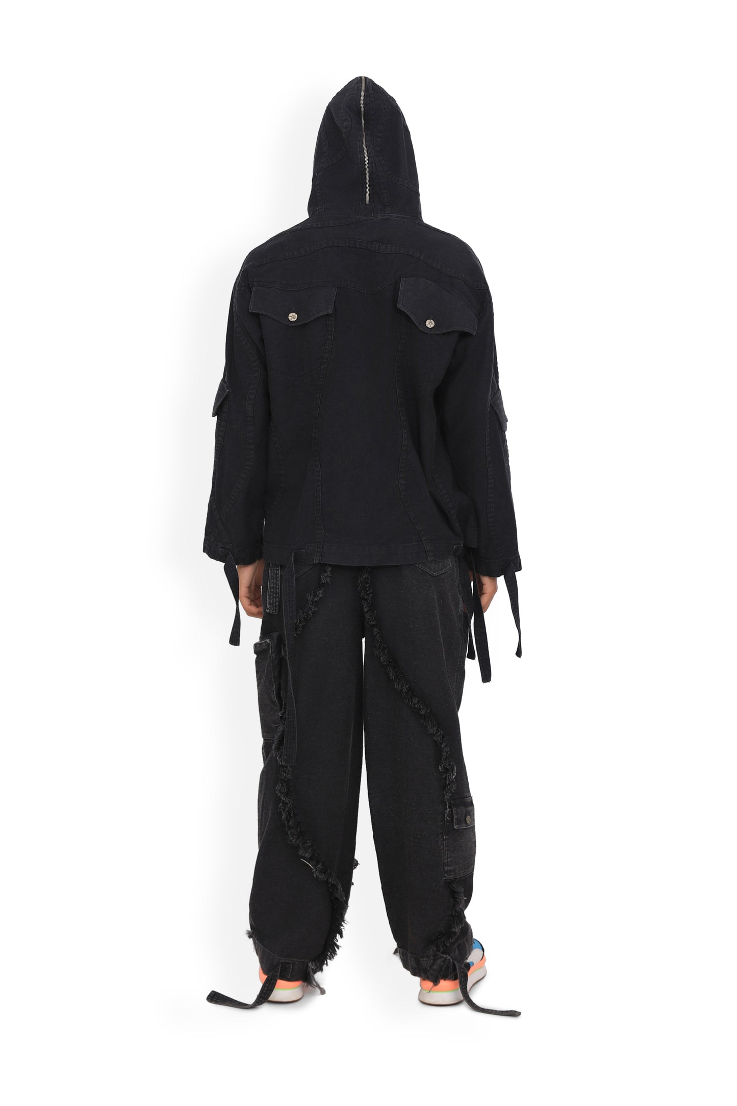 Grey Utility Denim Cargo Pants