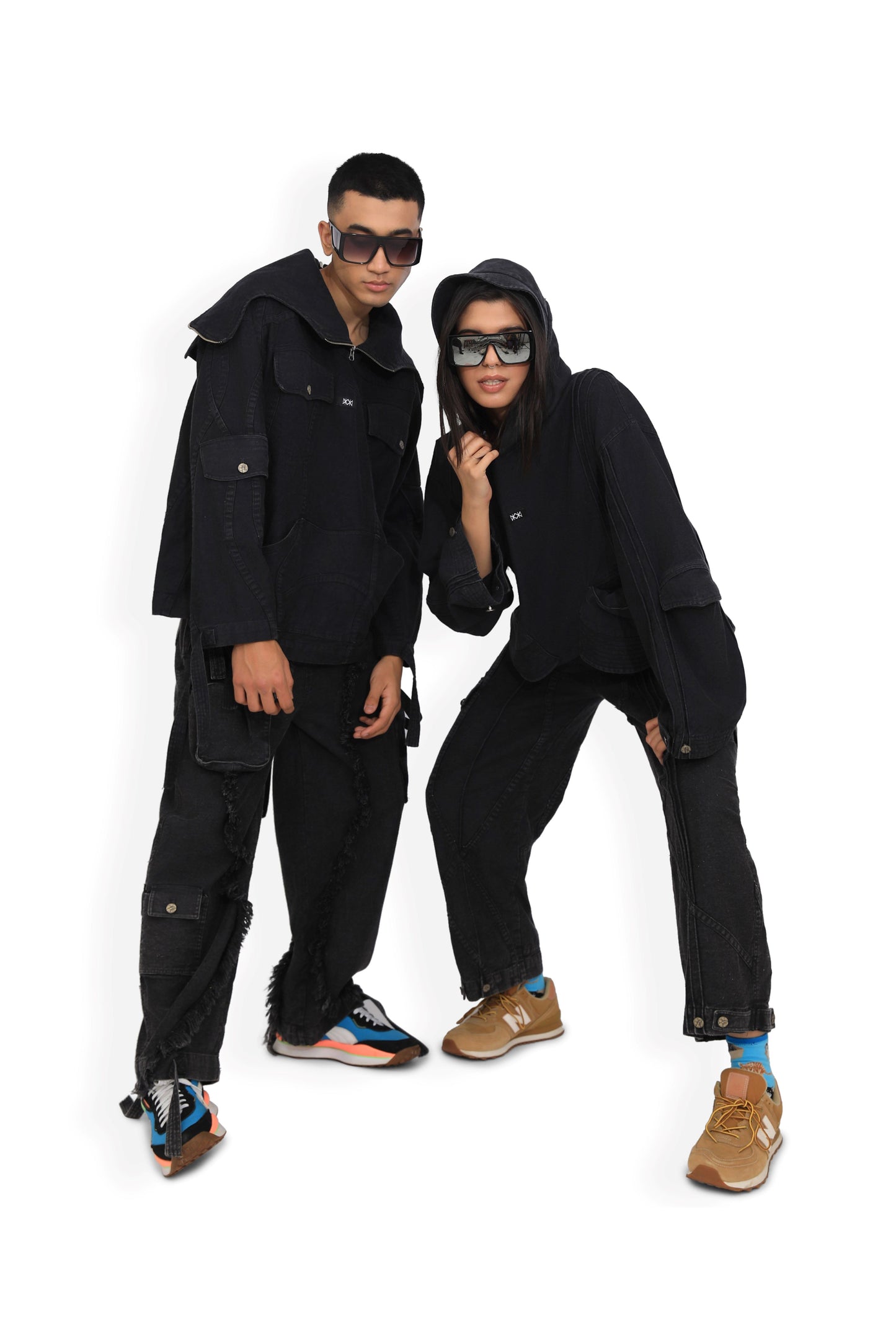 Grey Denim Cargo Pants