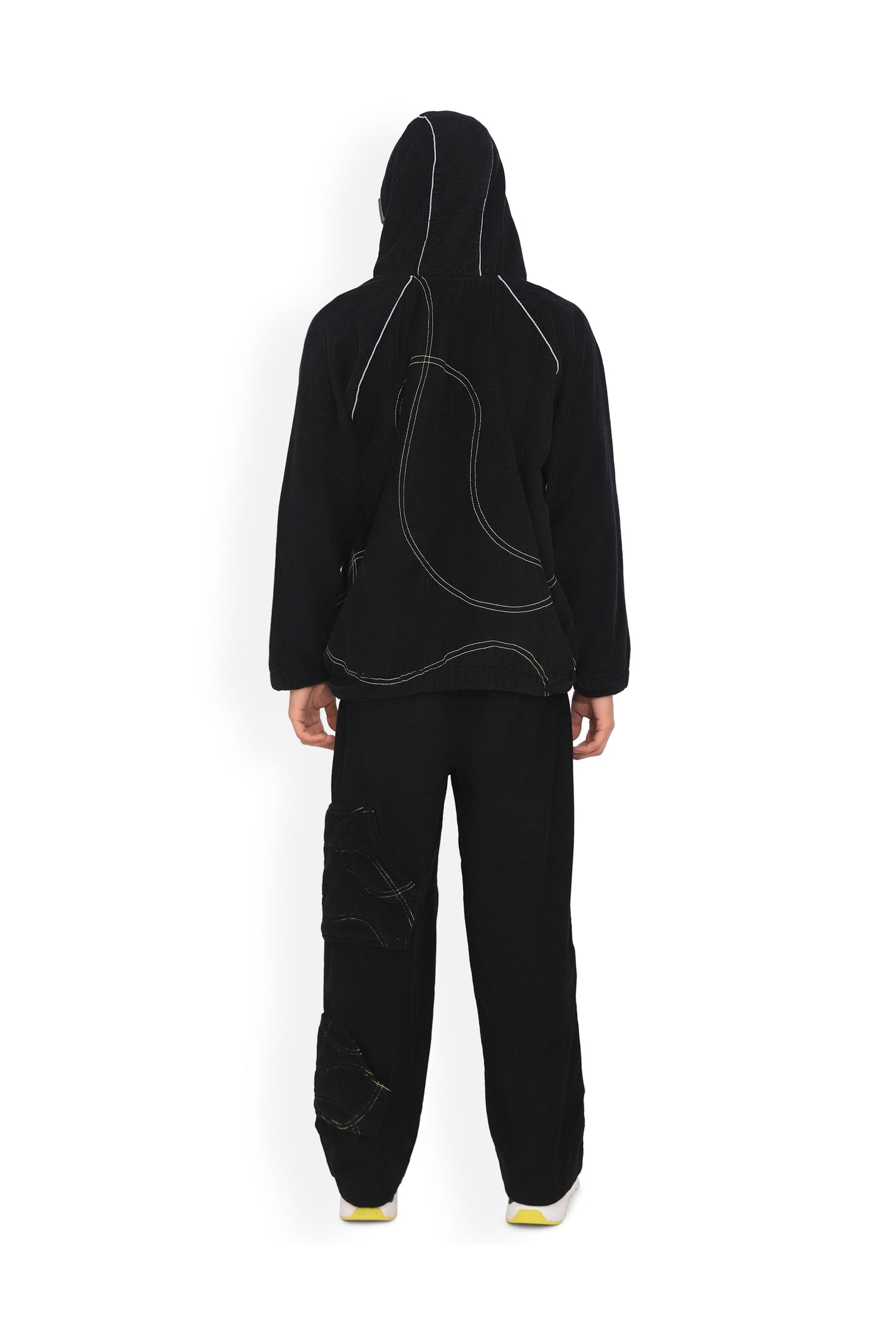 Black Quilted Details Track Pant