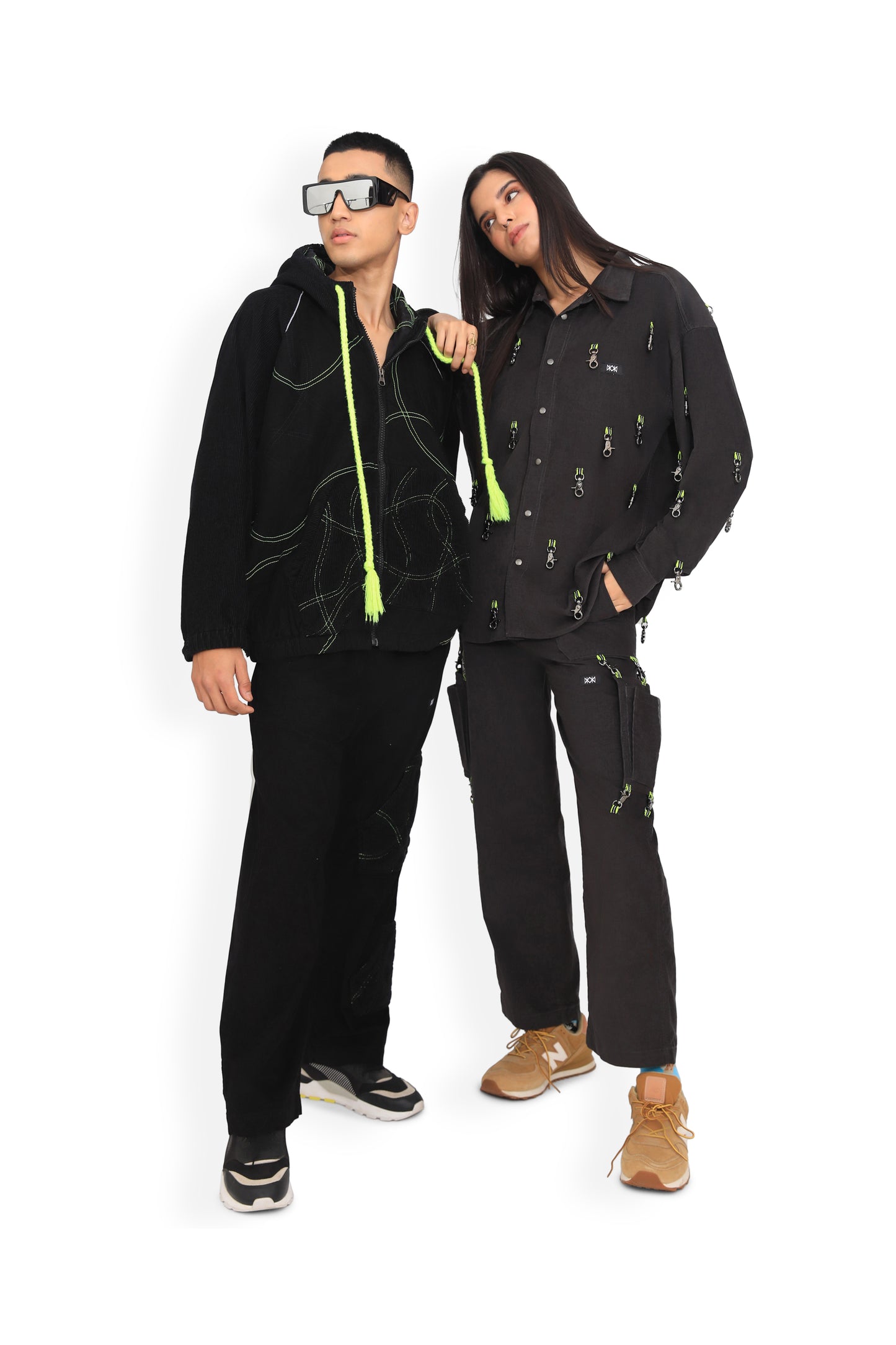Black Quilted Details Track Pant