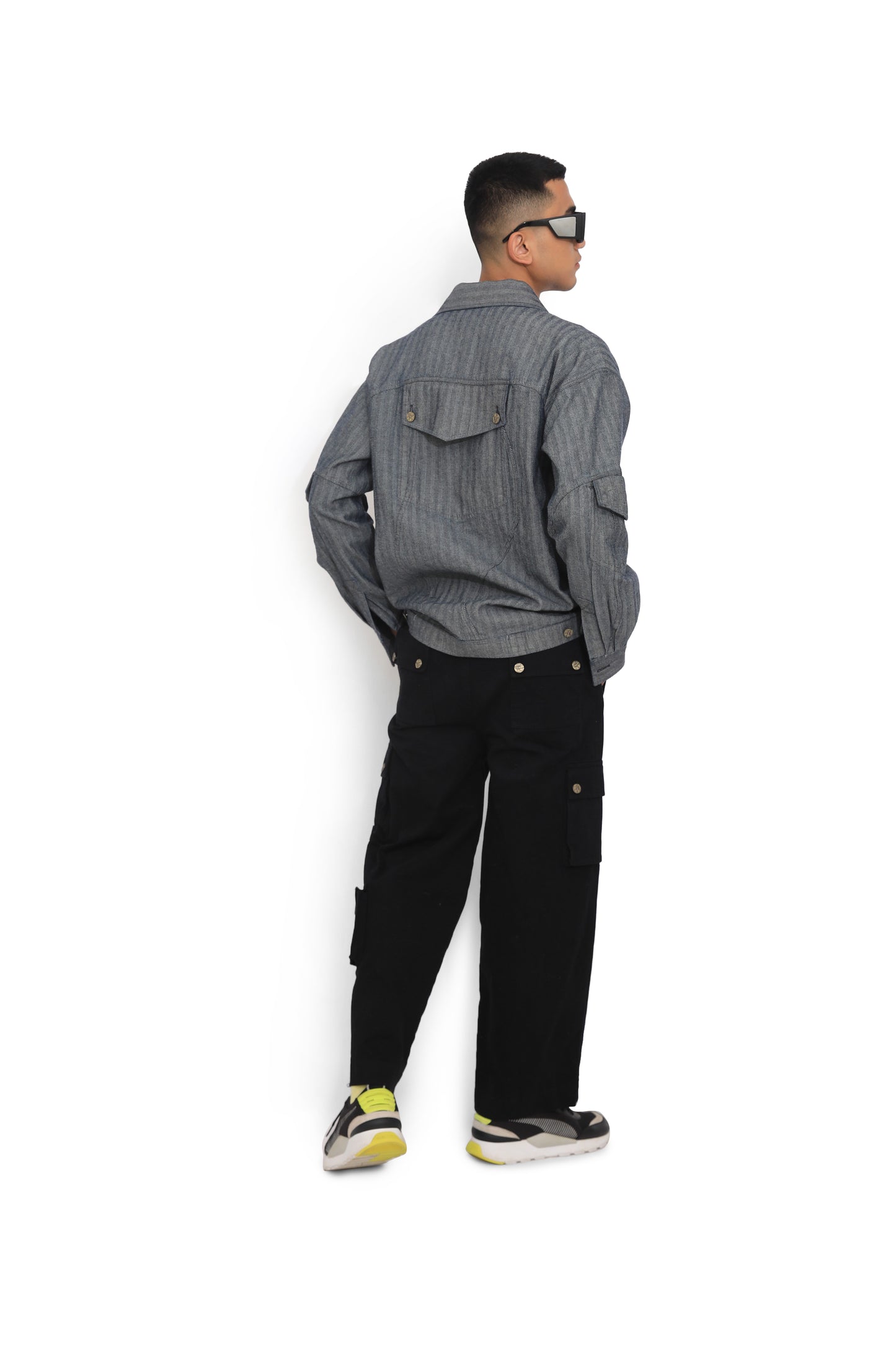 Black Denim Cargo Pants