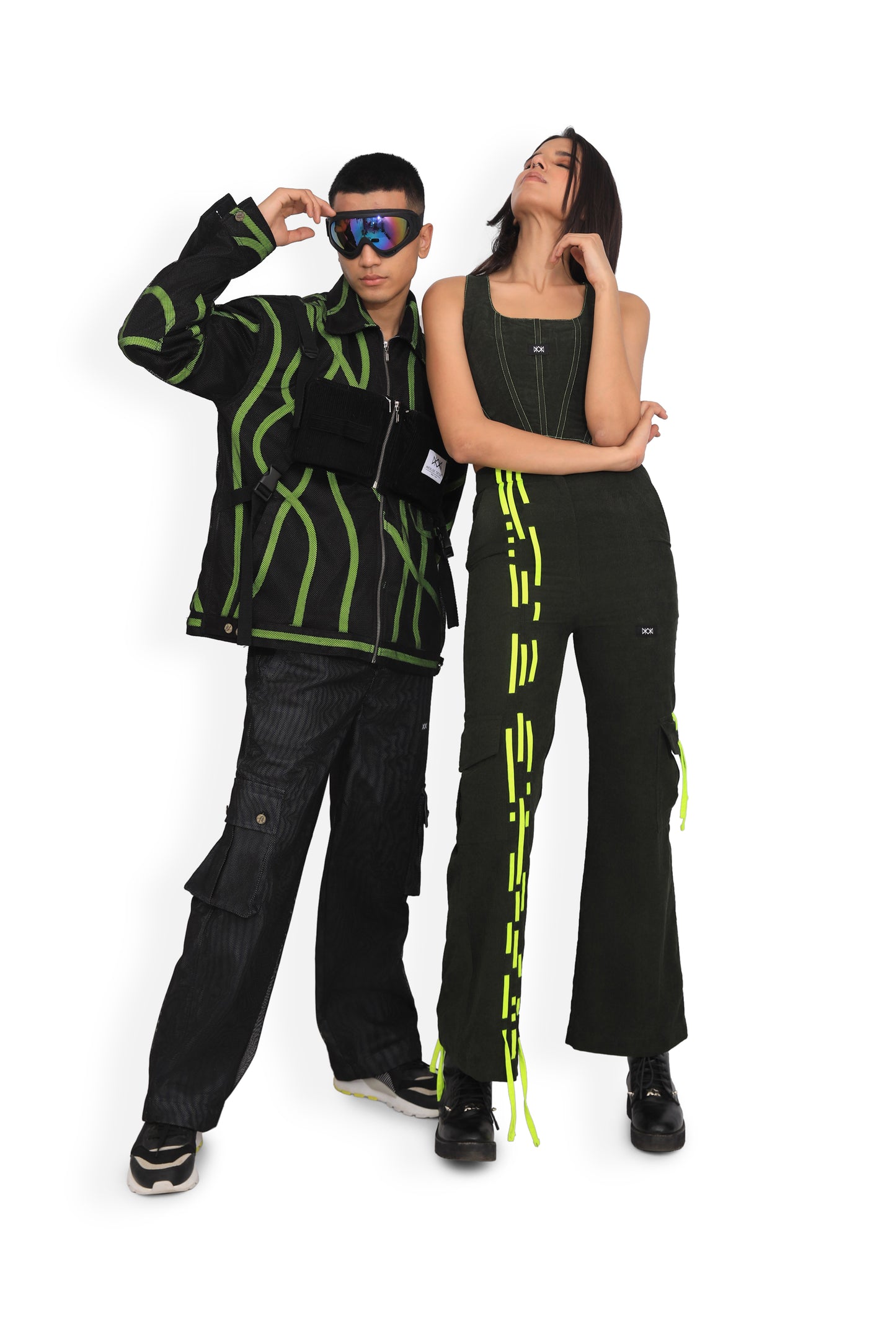 Bottle Green Sleeveless Corset Top & Weave Track Pants Set