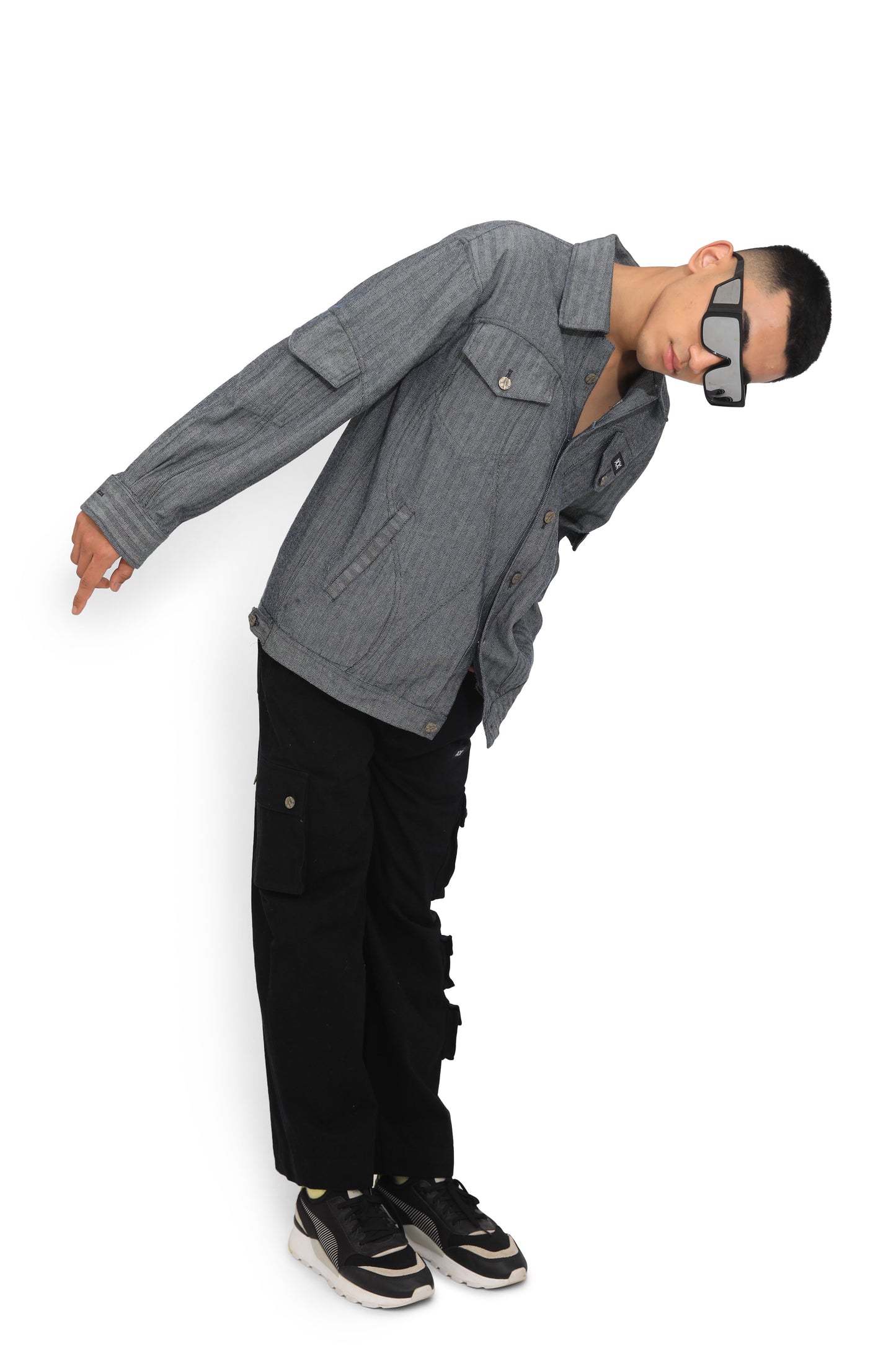 Black Denim Cargo Pants