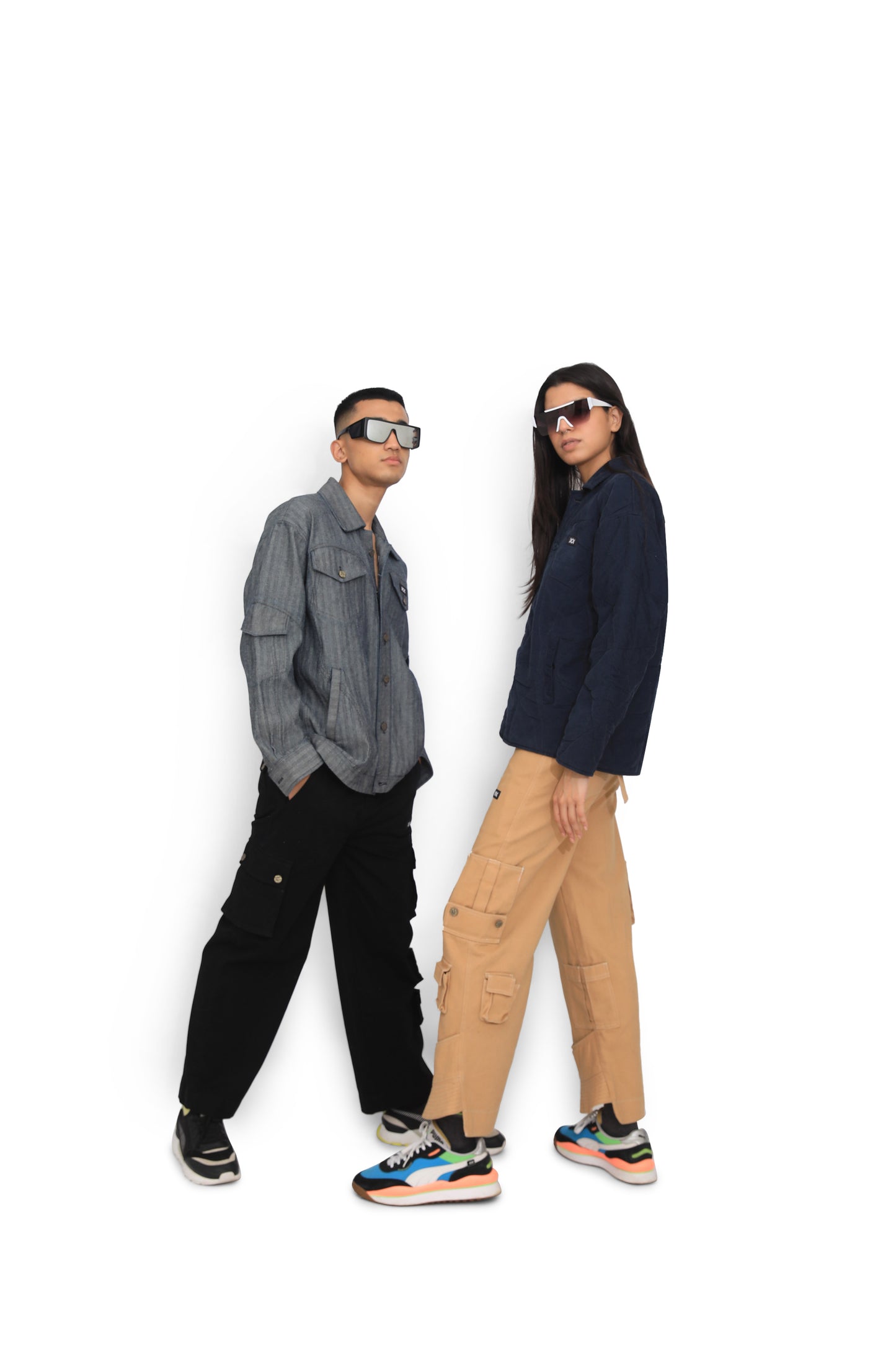 Black Denim Cargo Pants