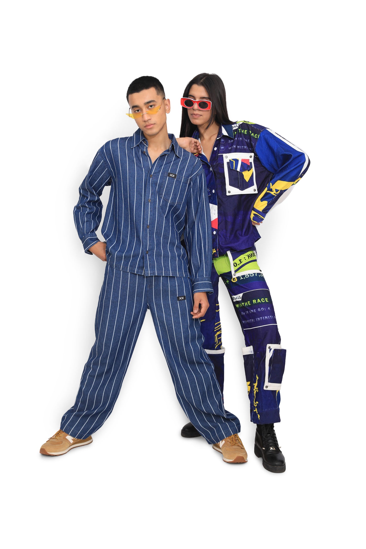 Blue Stripe Shirt & Track Pants Co-ord Set