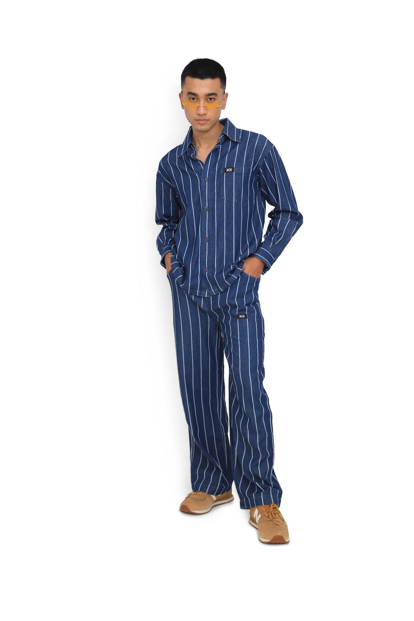 Blue Stripe Shirt & Track Pants Co-ord Set - One of One