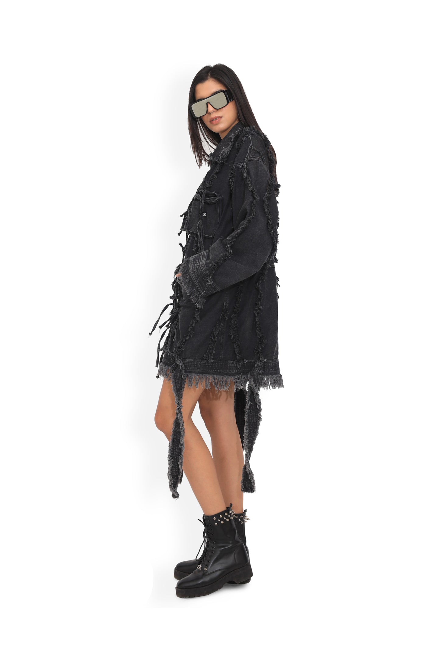 Black Long Distressed Jacket