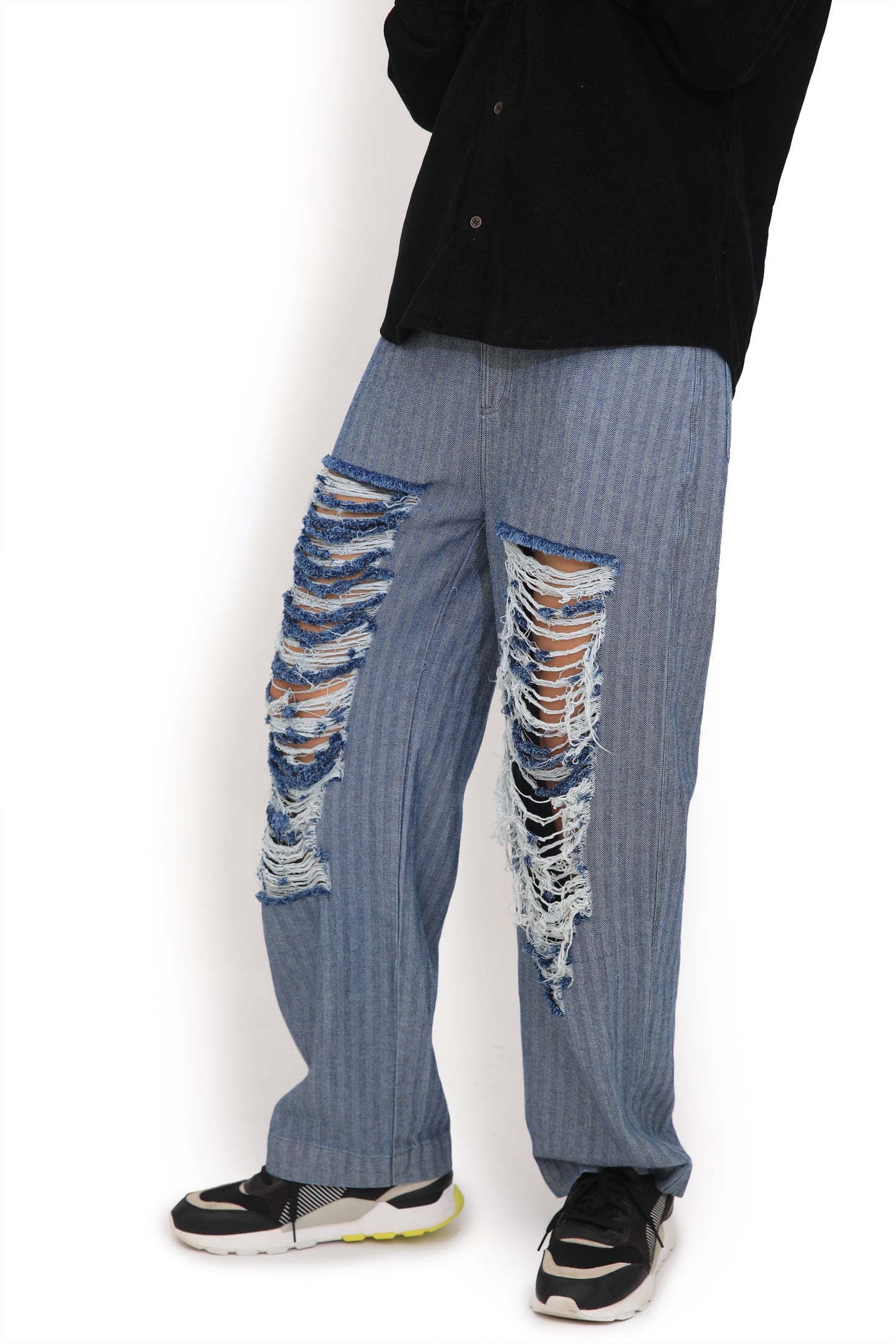 Blue Distressed Denim Pants