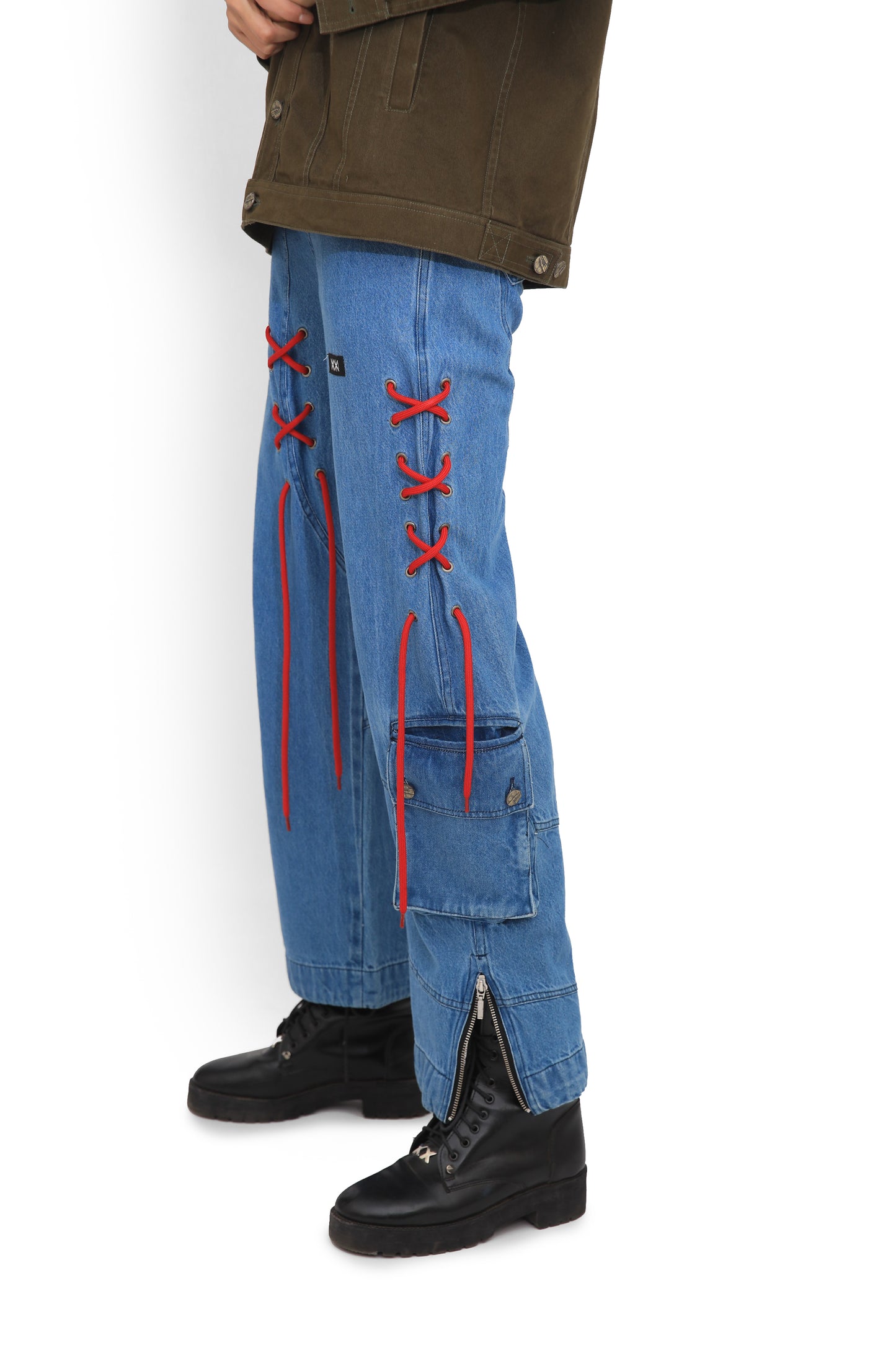 Blue Drawstring Denim Pants