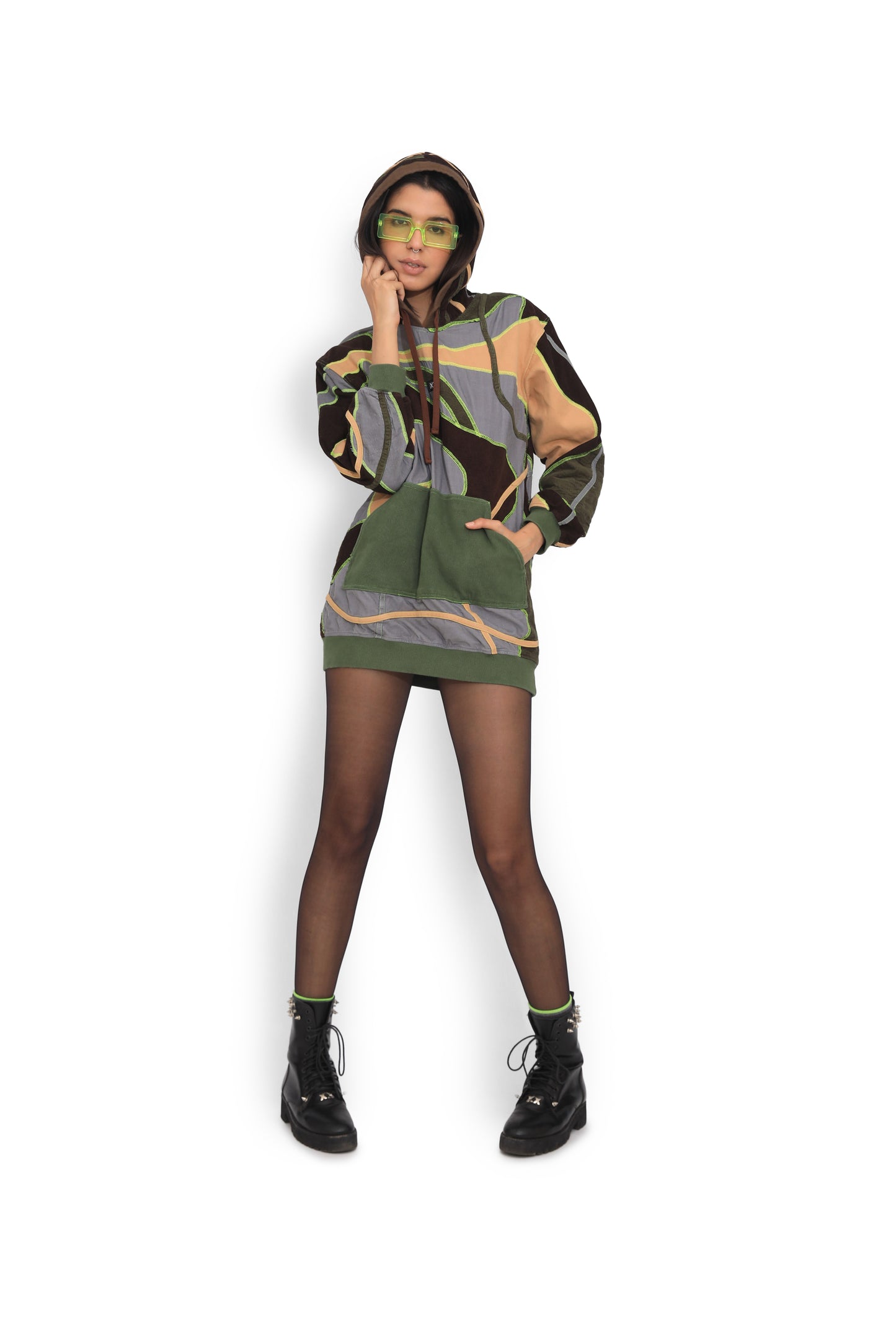 Multi Colour Hoodie Dress