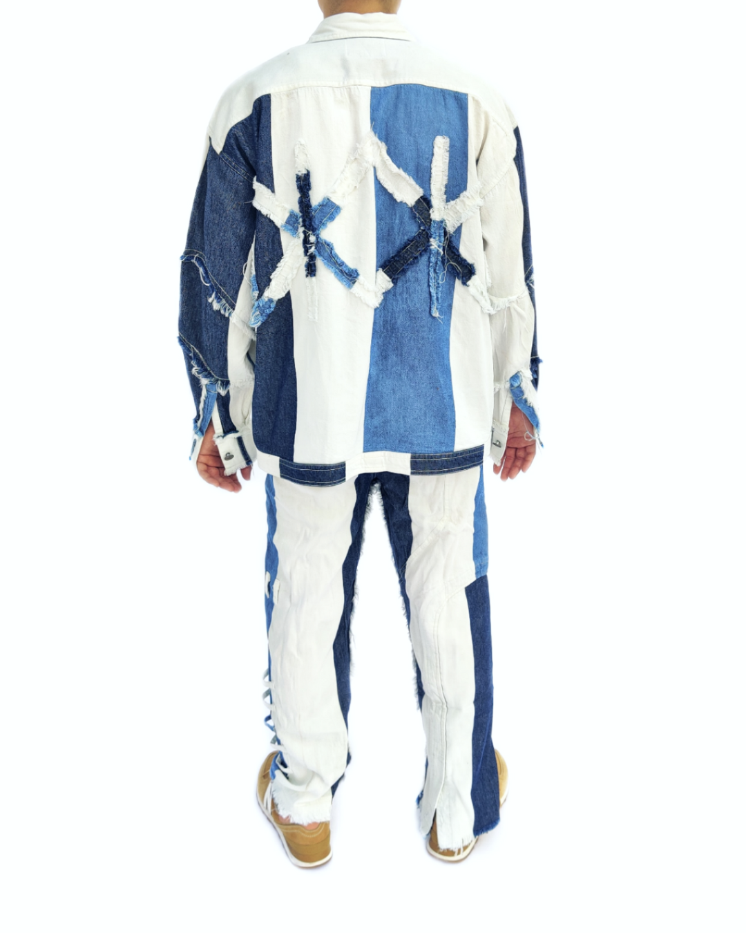Blue Colour Block Denim Shacket