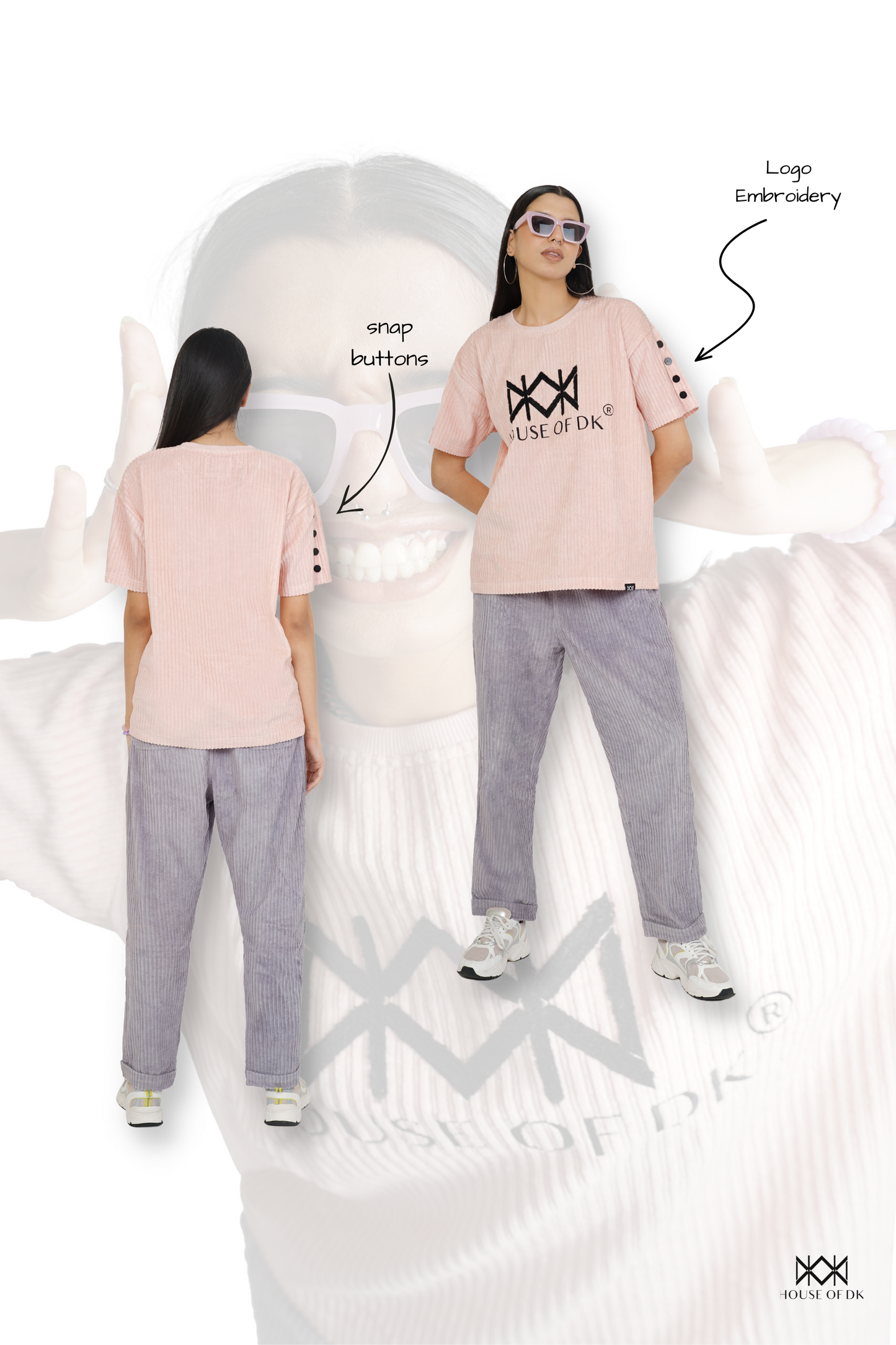 Summer Pink Hi-Low T-Shirt & Smokey Grey Track Pants Set