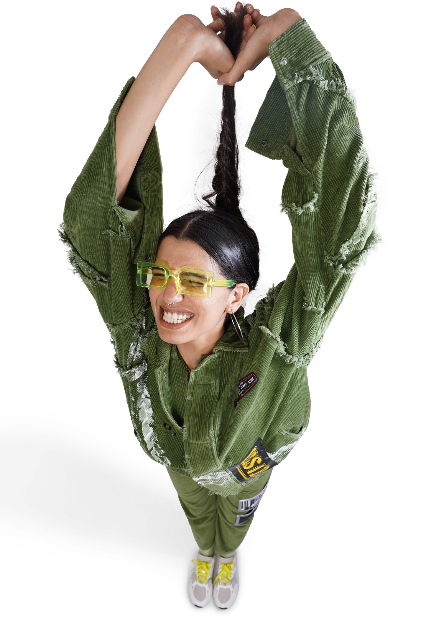 Grassland Green Met An Accident Jacket & Pants Set