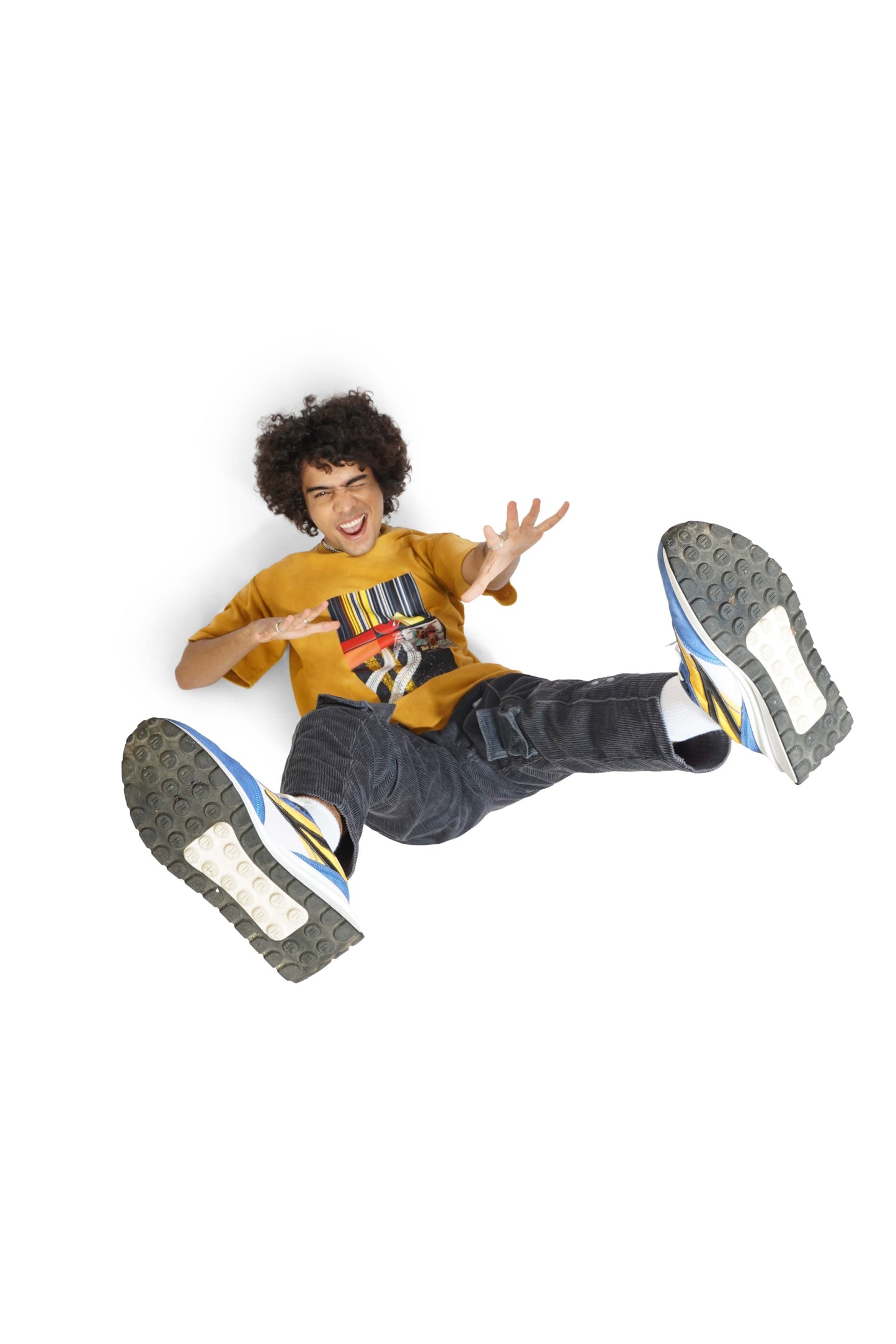 Mustard Wood Graphic T-Shirt & Carbon Grey Control Cargo Track Pants Set