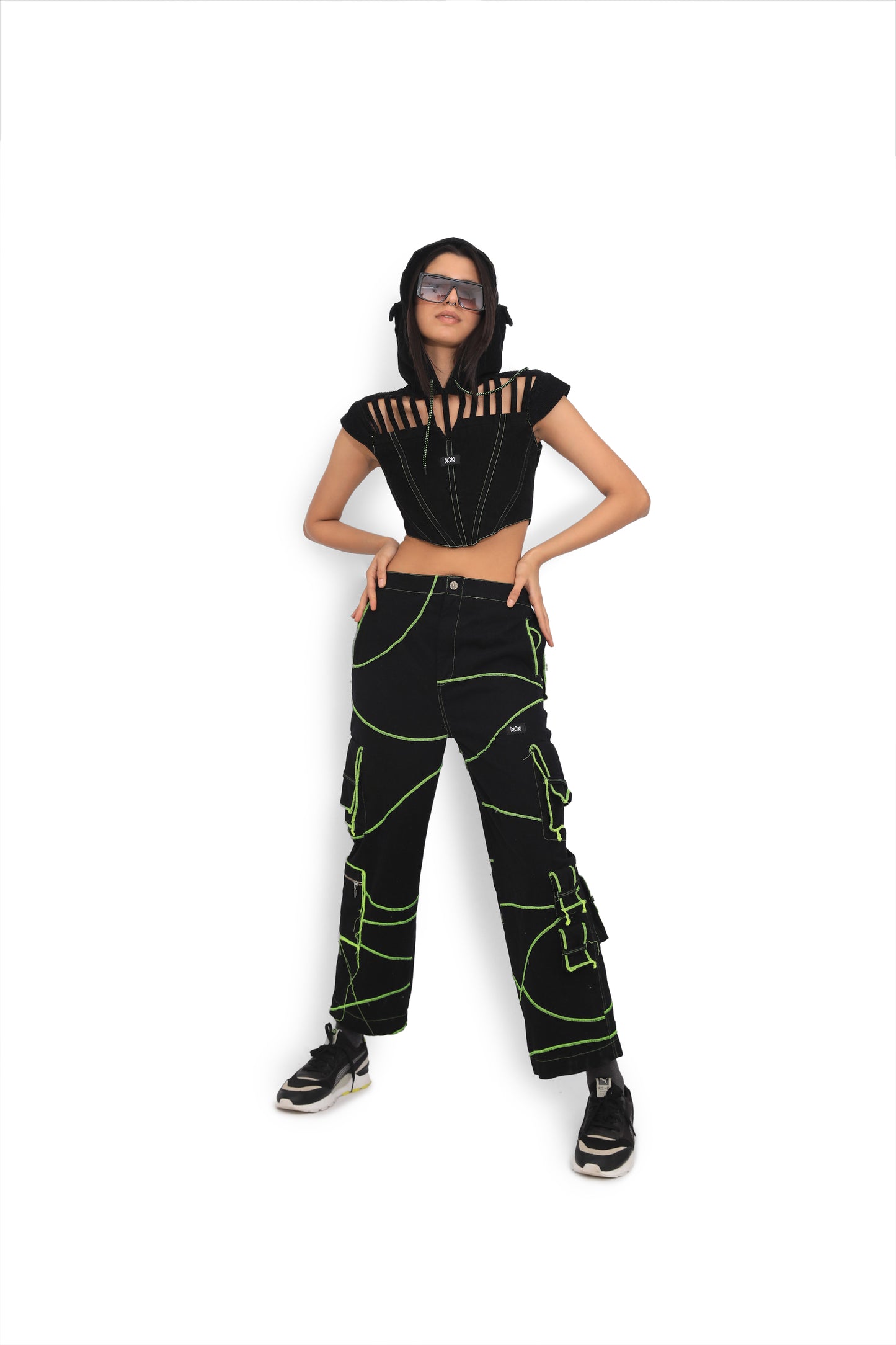 Neon Overlock Cargo Track Pants