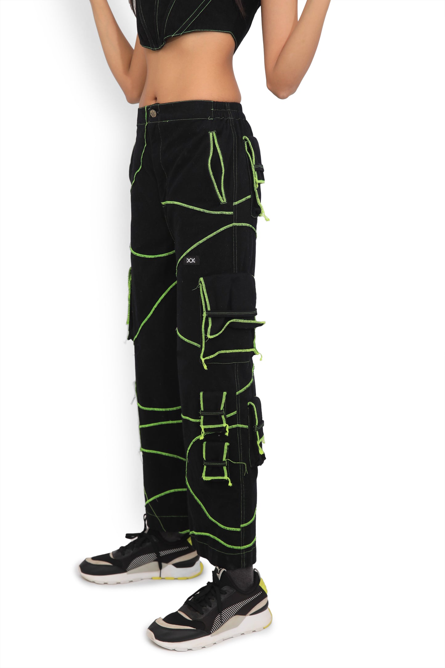 Neon Overlock Cargo Track Pants