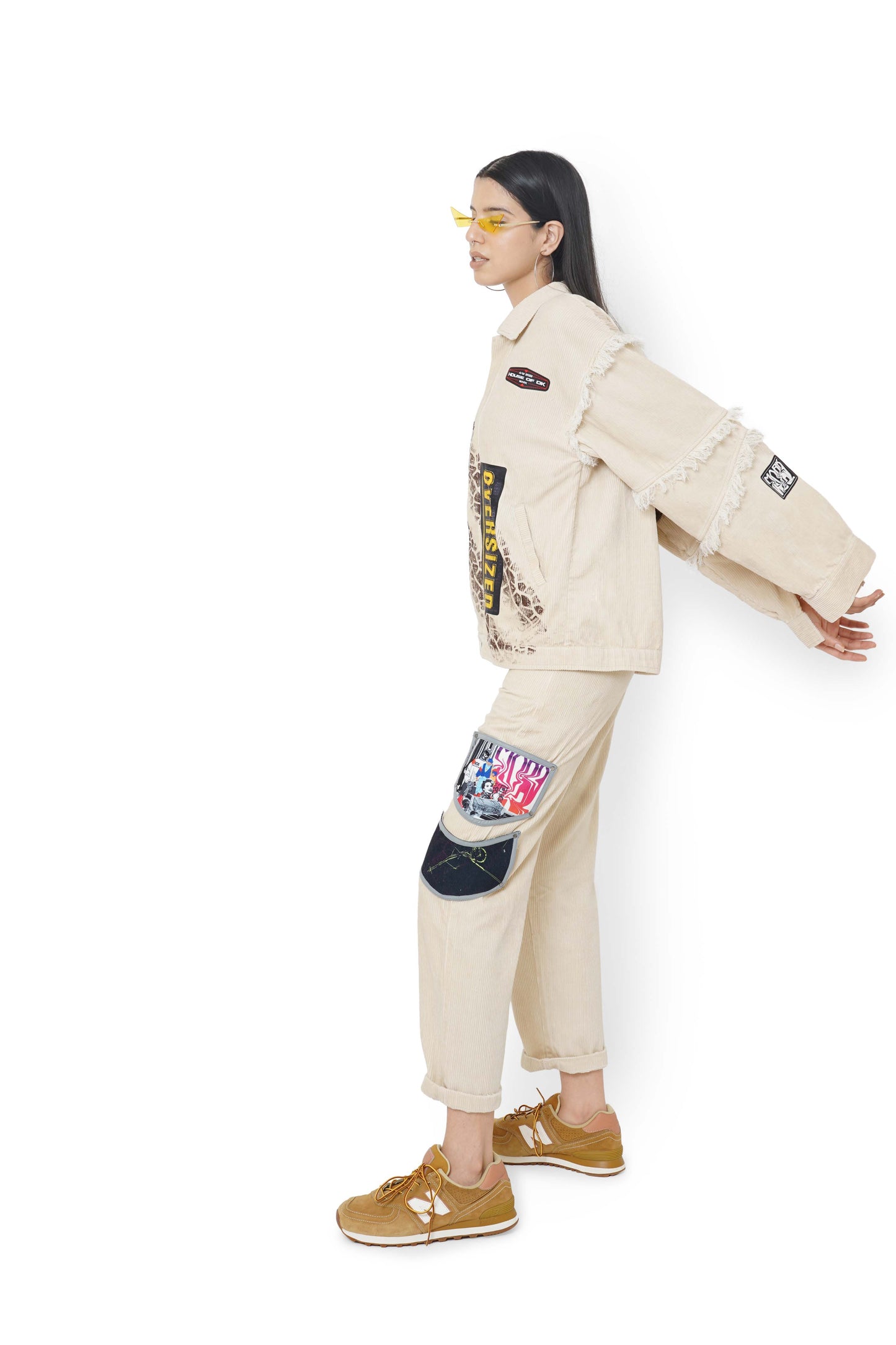 Cane Beige Met An Accident Jacket & Pants Set