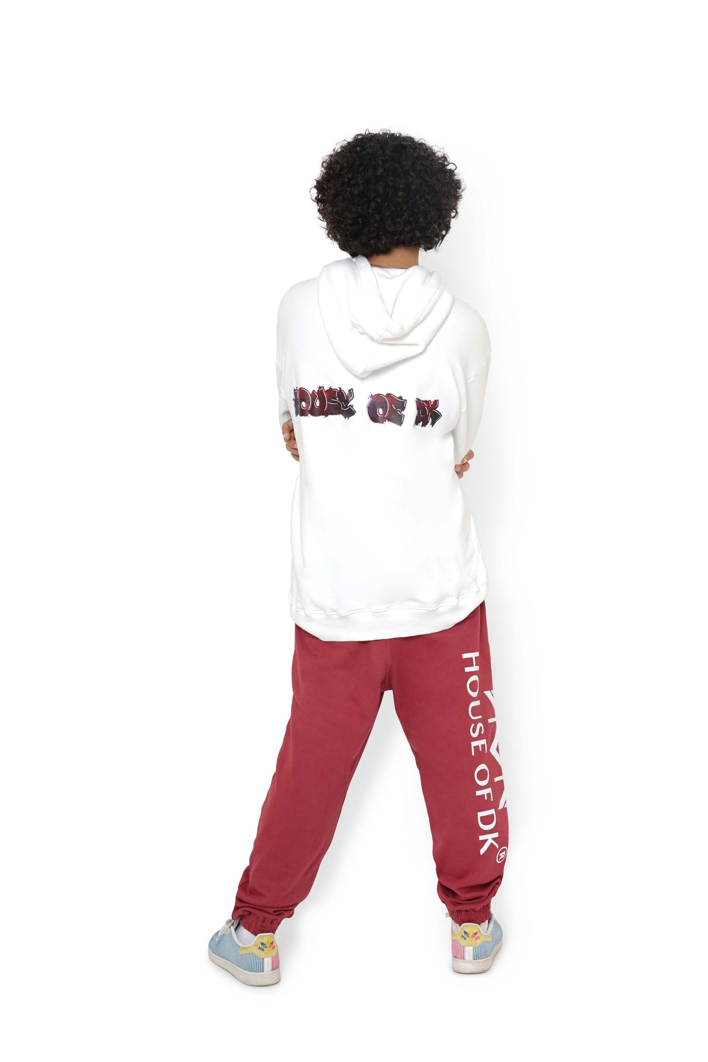 White Mark Graphic Hoodie & Burnt Burgundy Monogram Sweatpants Set