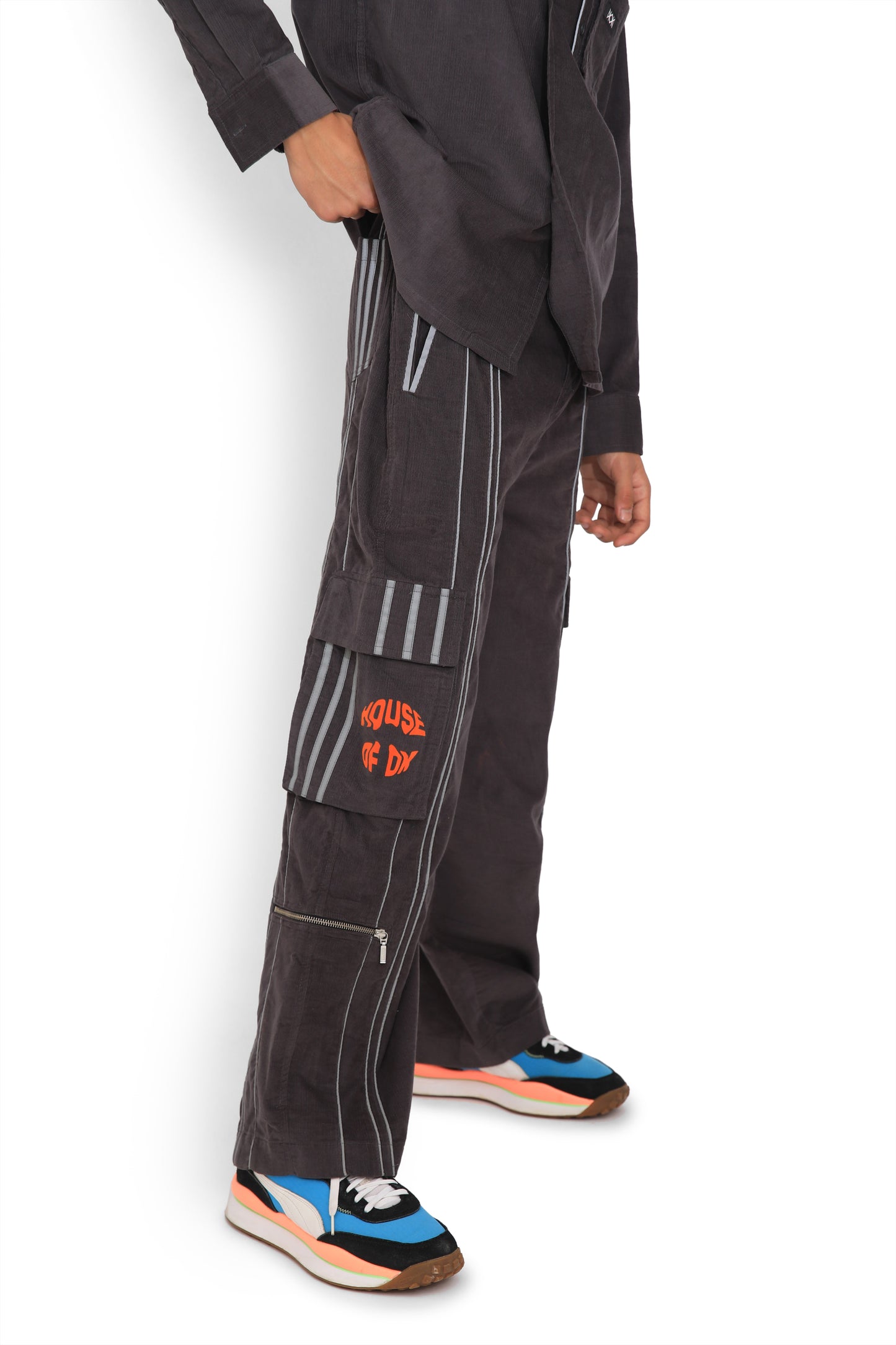 Grey Cargo Reflective Pants
