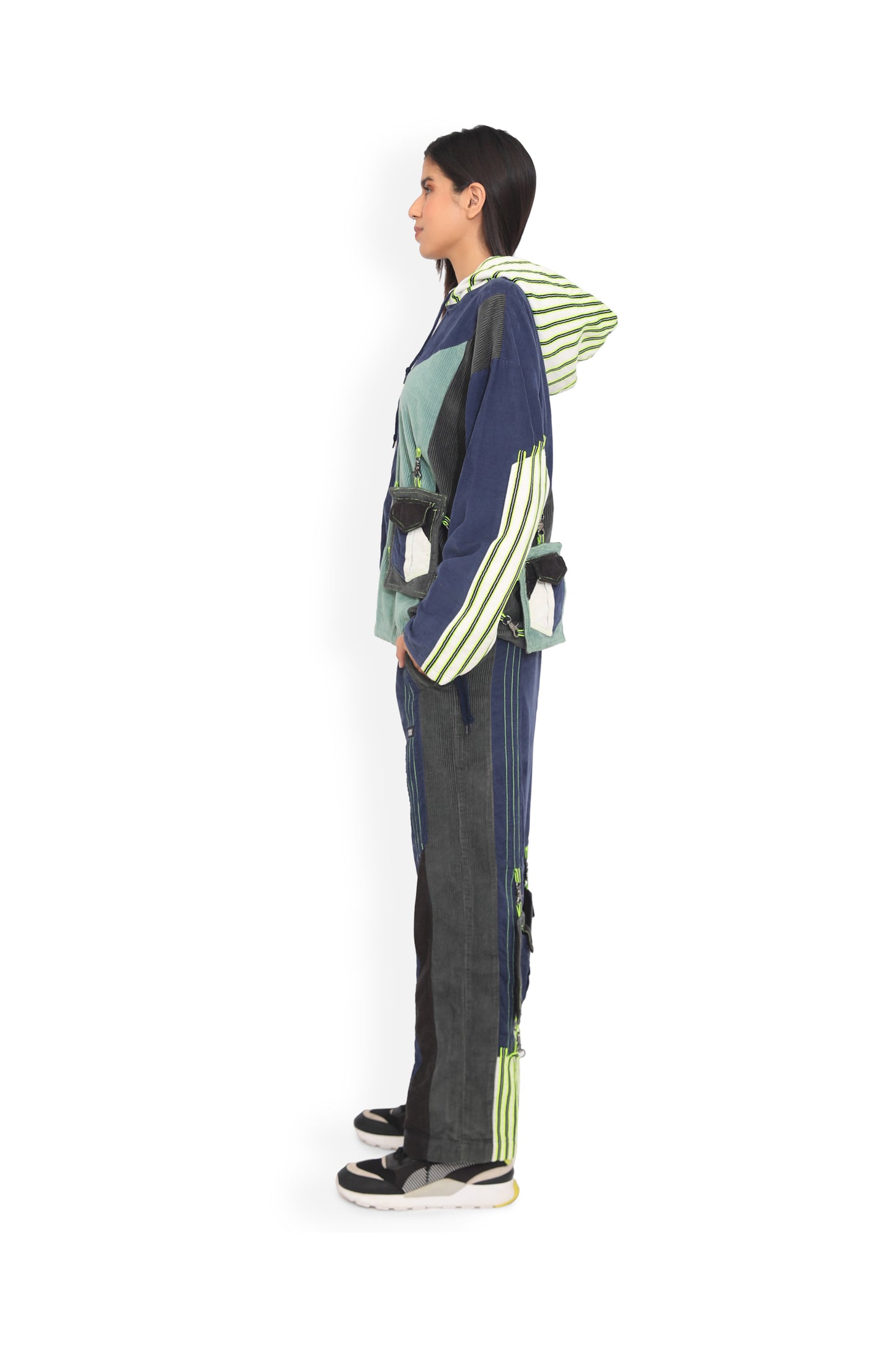 Blue Multi Colour Hoodie