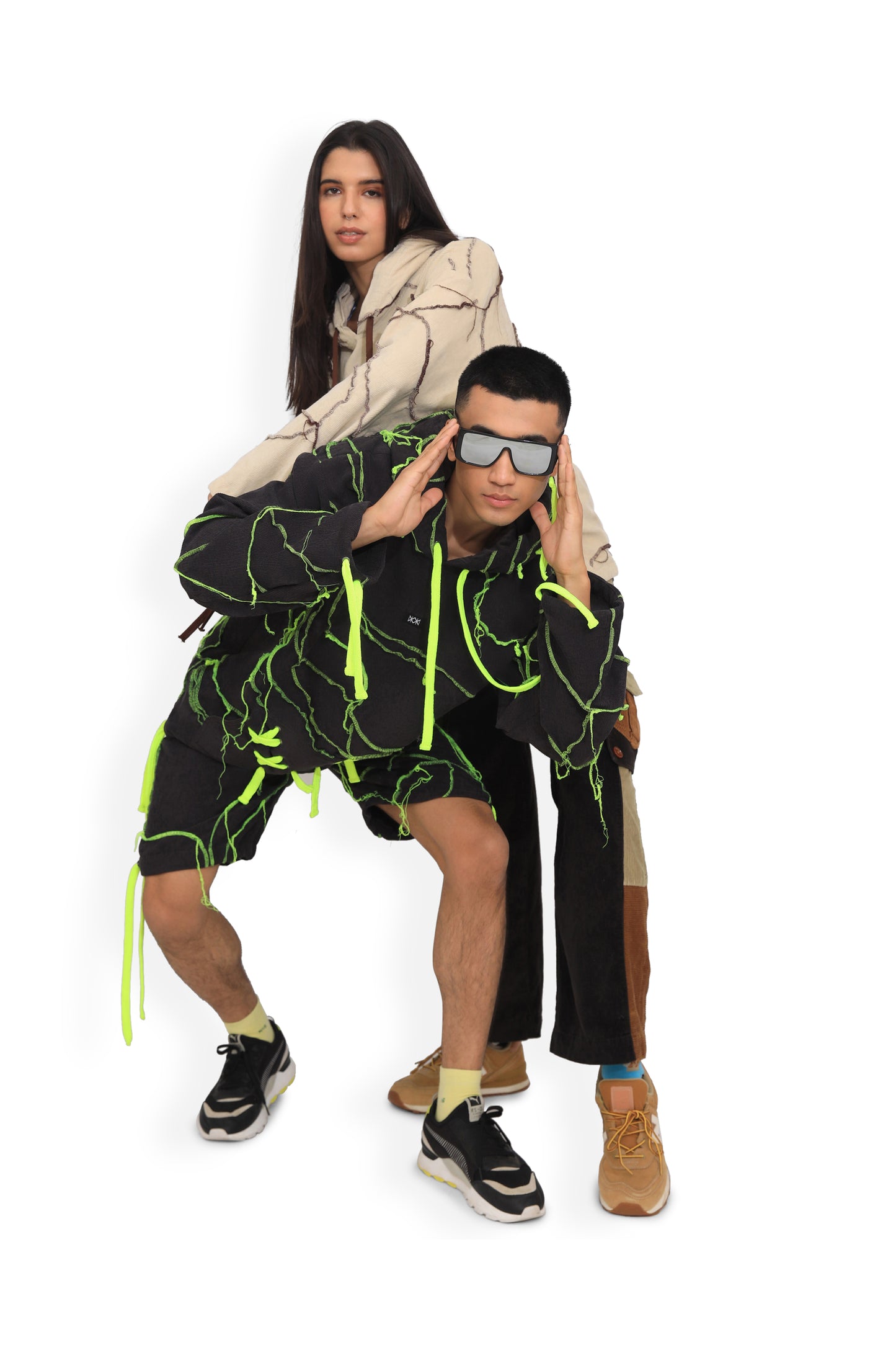 Grey Threaded Map Shorts