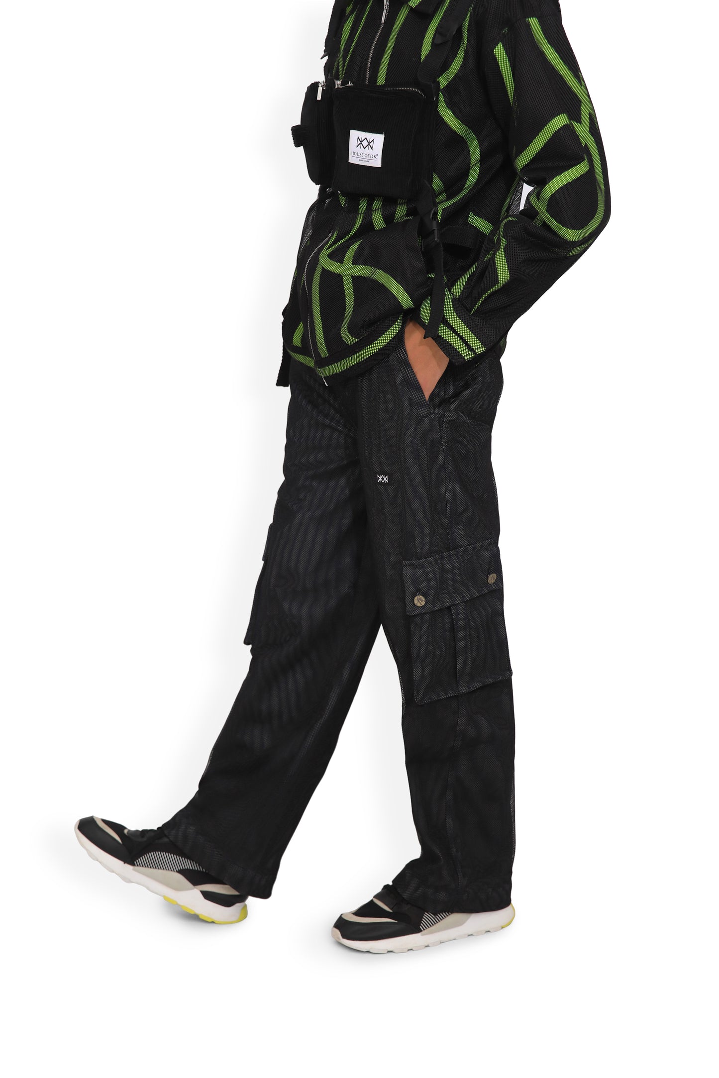 Black Caged Chest Bag Jacket