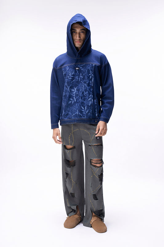 Floral Denim Hoodie