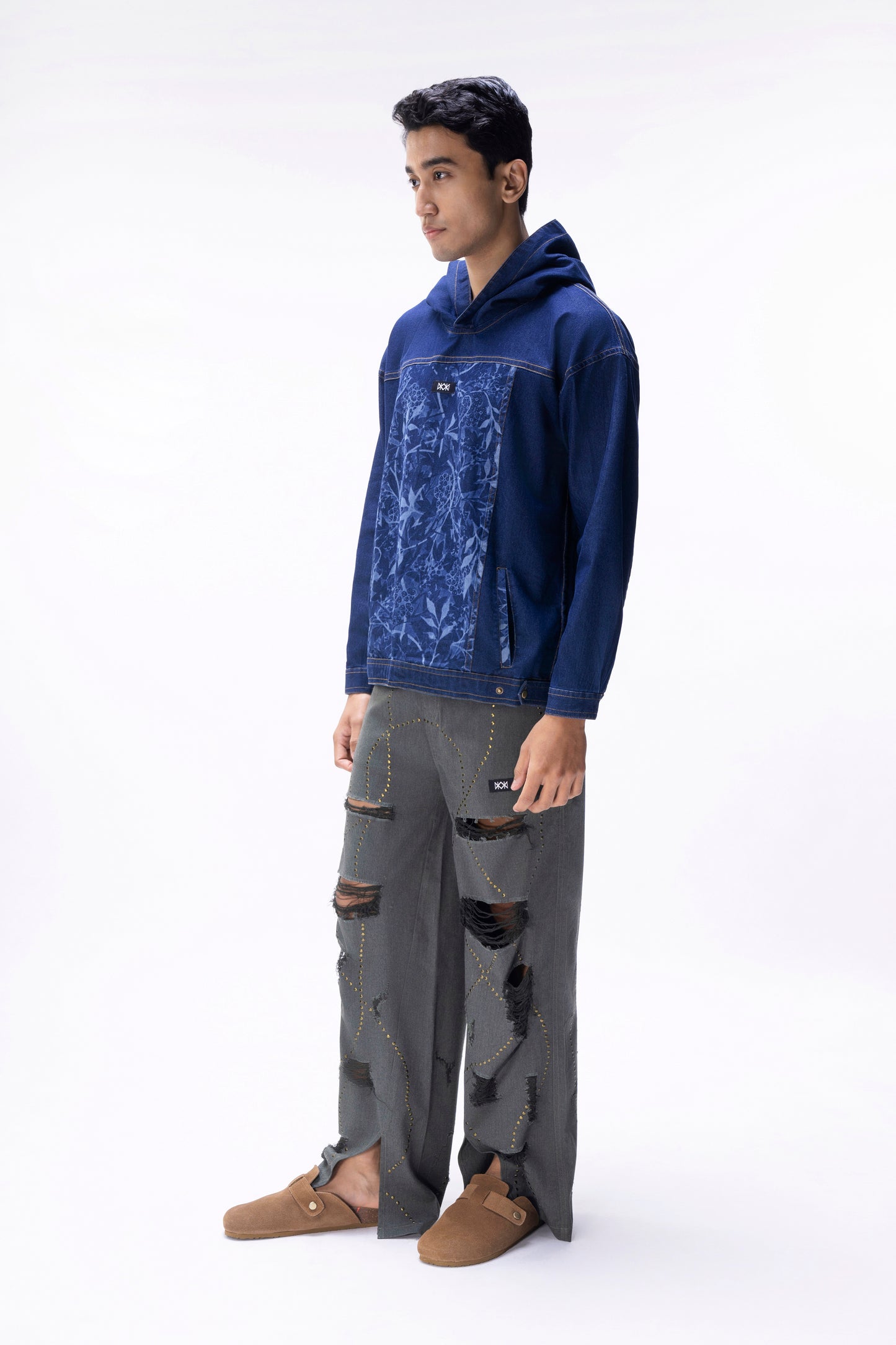 Studs Distressed Trousers