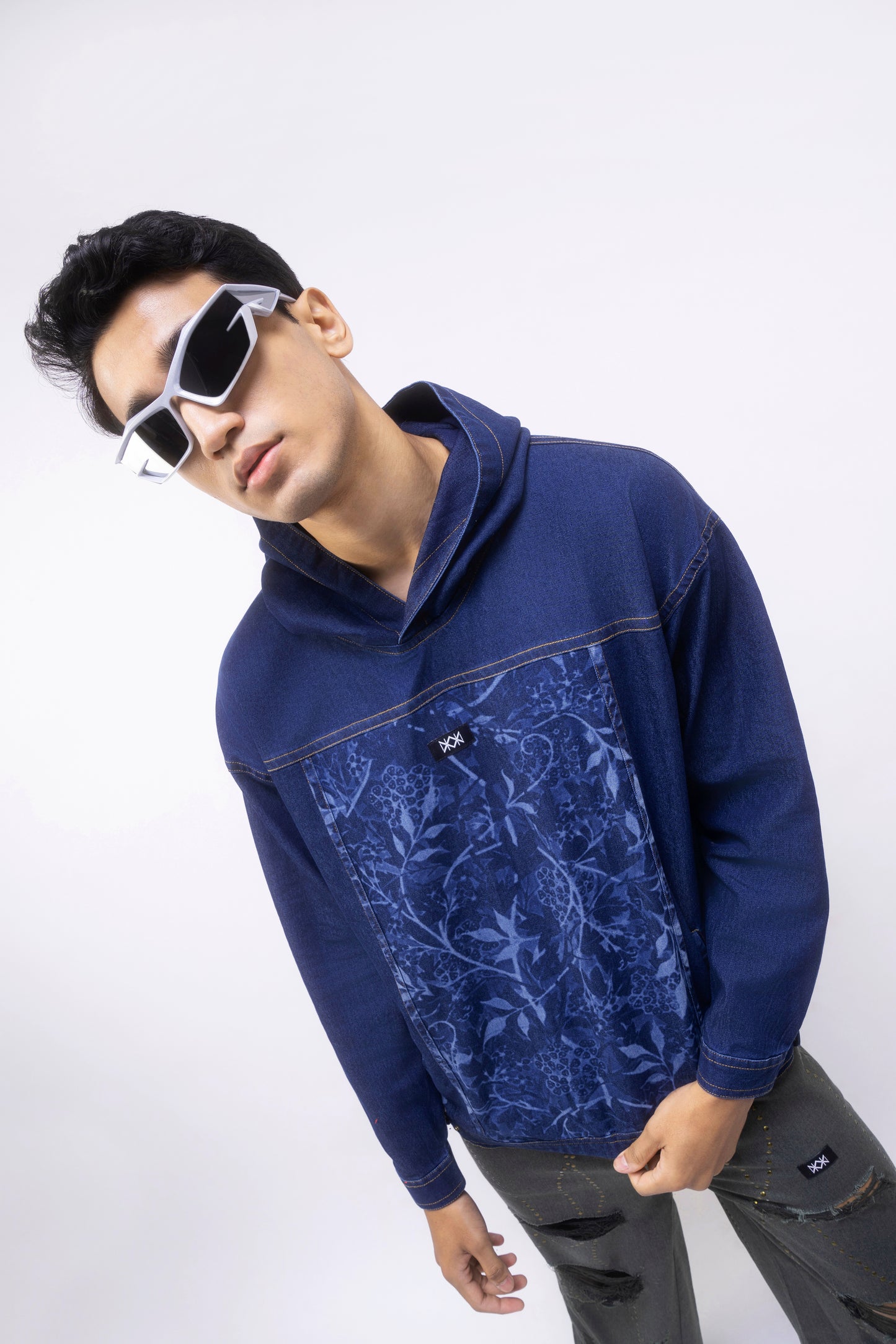 Floral Denim Hoodie