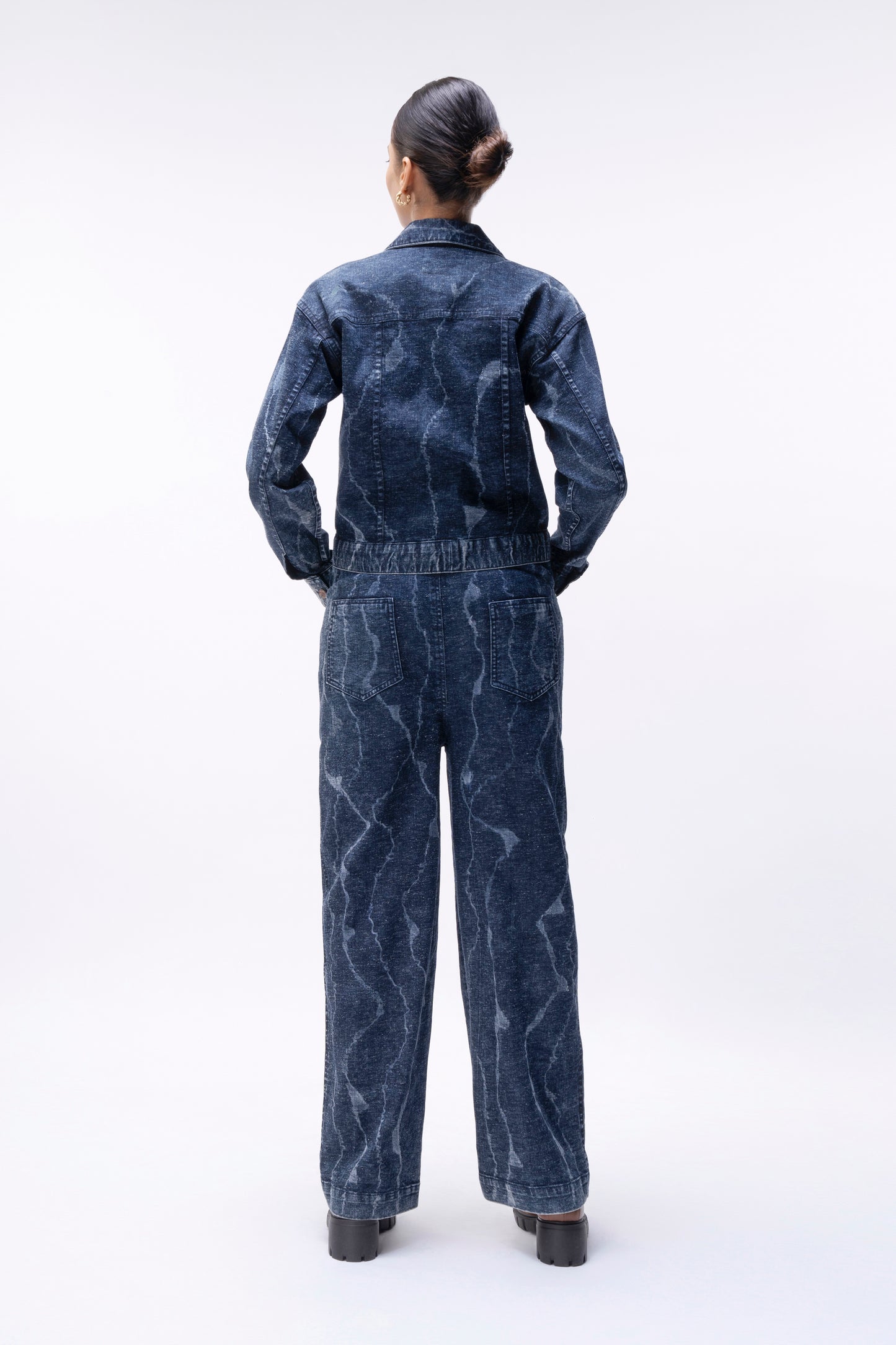 Textured Denim Pants