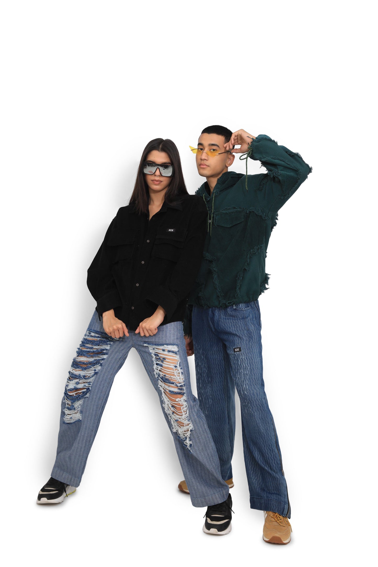 Wave Textured Denim Pants