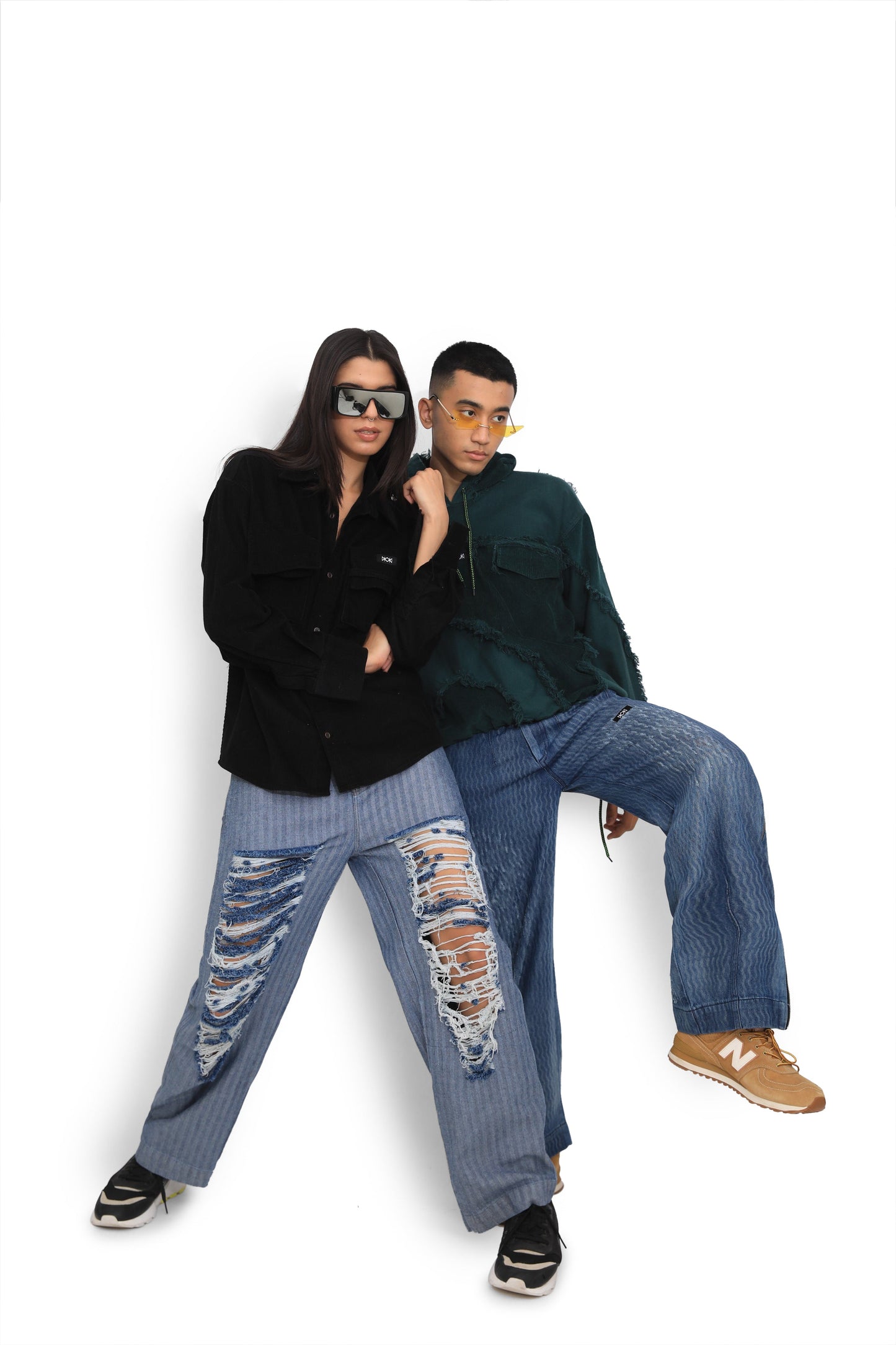 Wave Textured Denim Pants