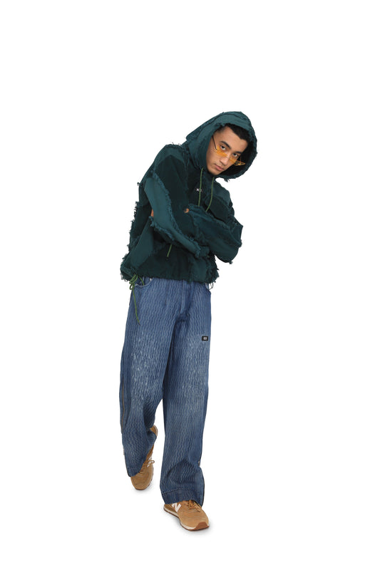 Wave Textured Denim Pants