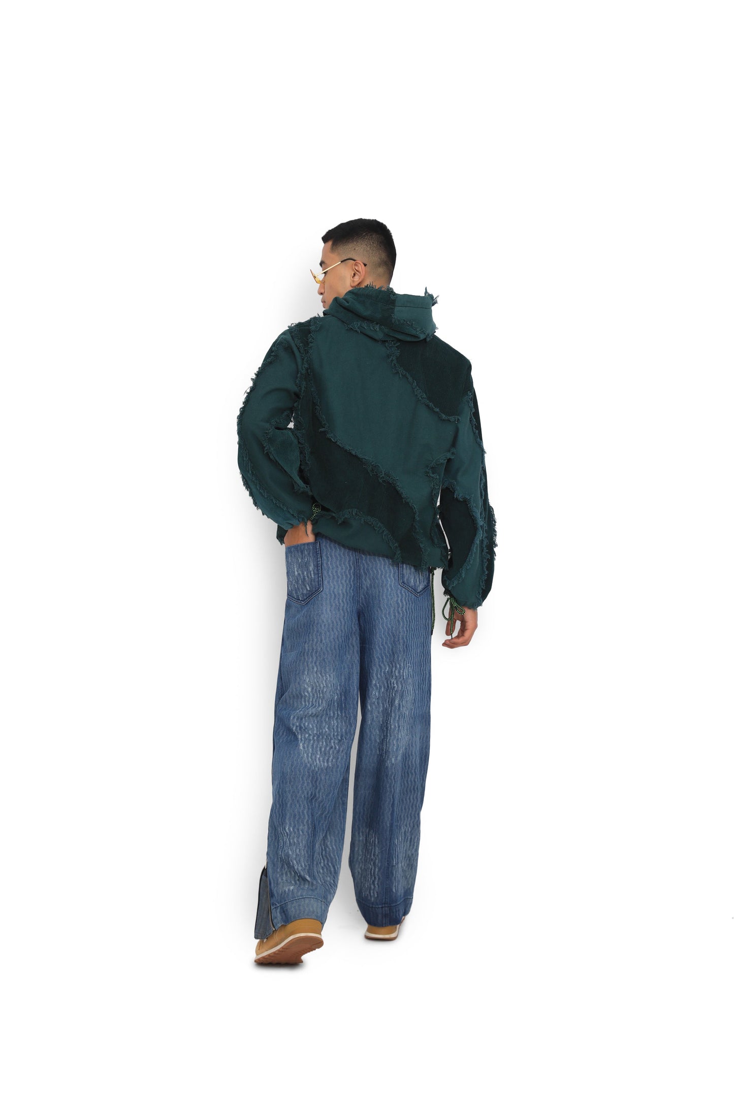 Wave Textured Denim Pants