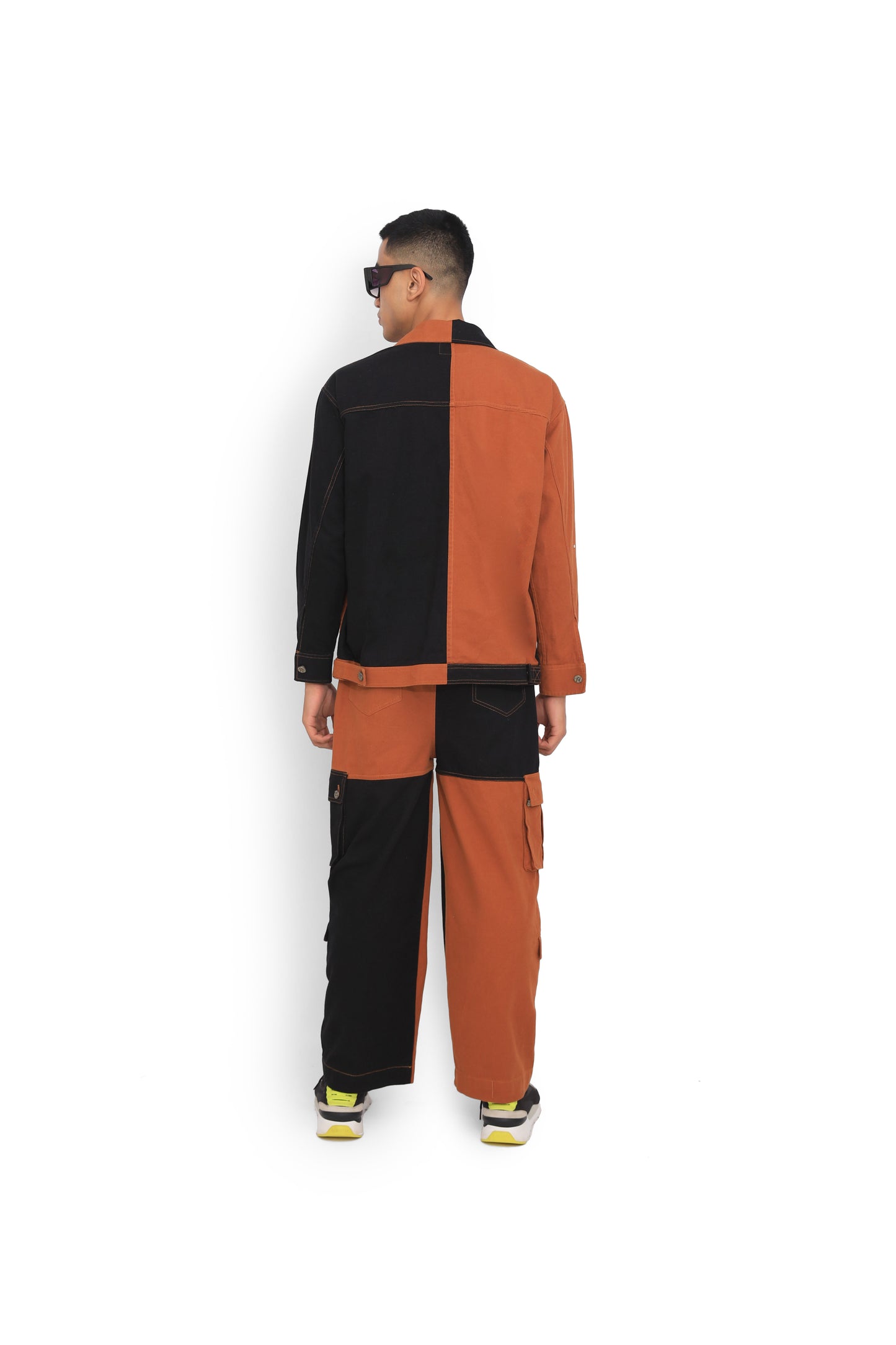 Rust & Black Colour Block Jacket
