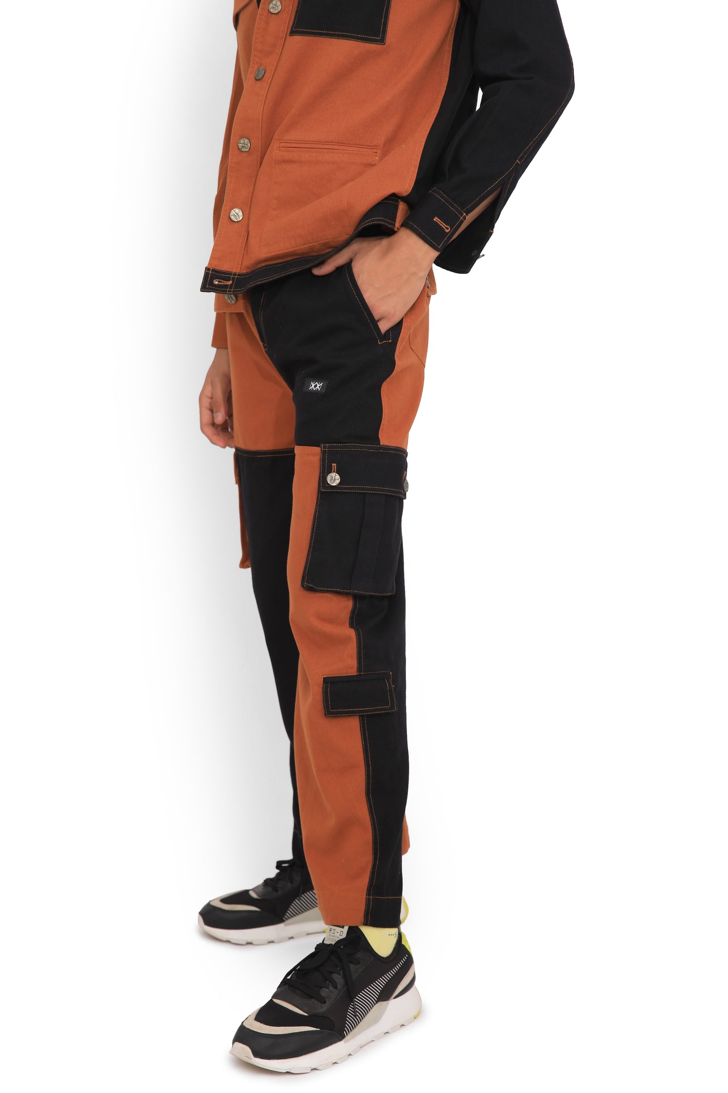 Rust & Black Colour Block Jacket