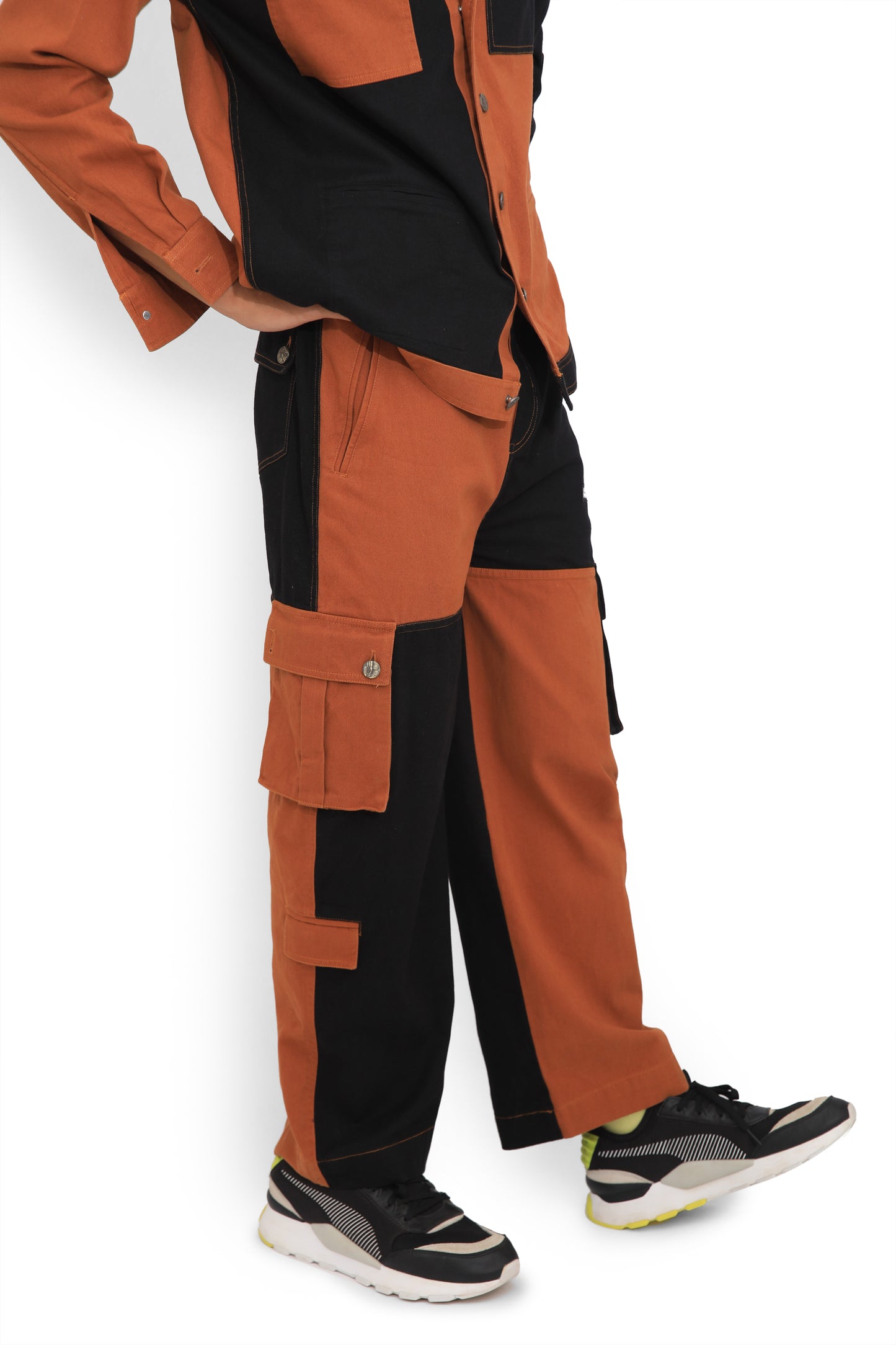 Rust & Black Colour Block Jacket