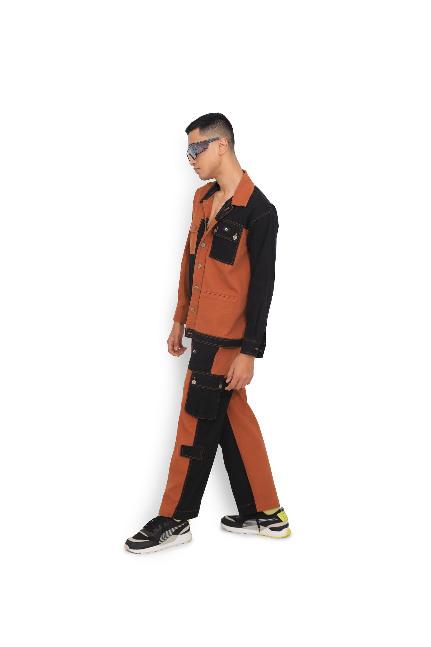 Rust & Black Colour Block Jacket