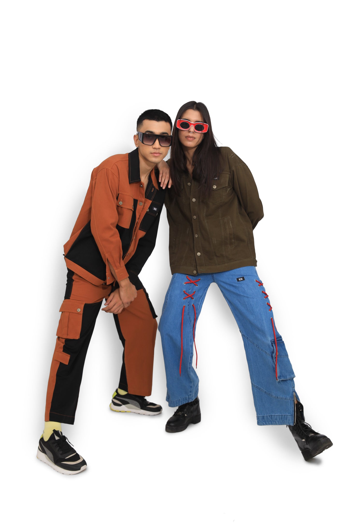 Rust & Black Colour Block Jacket