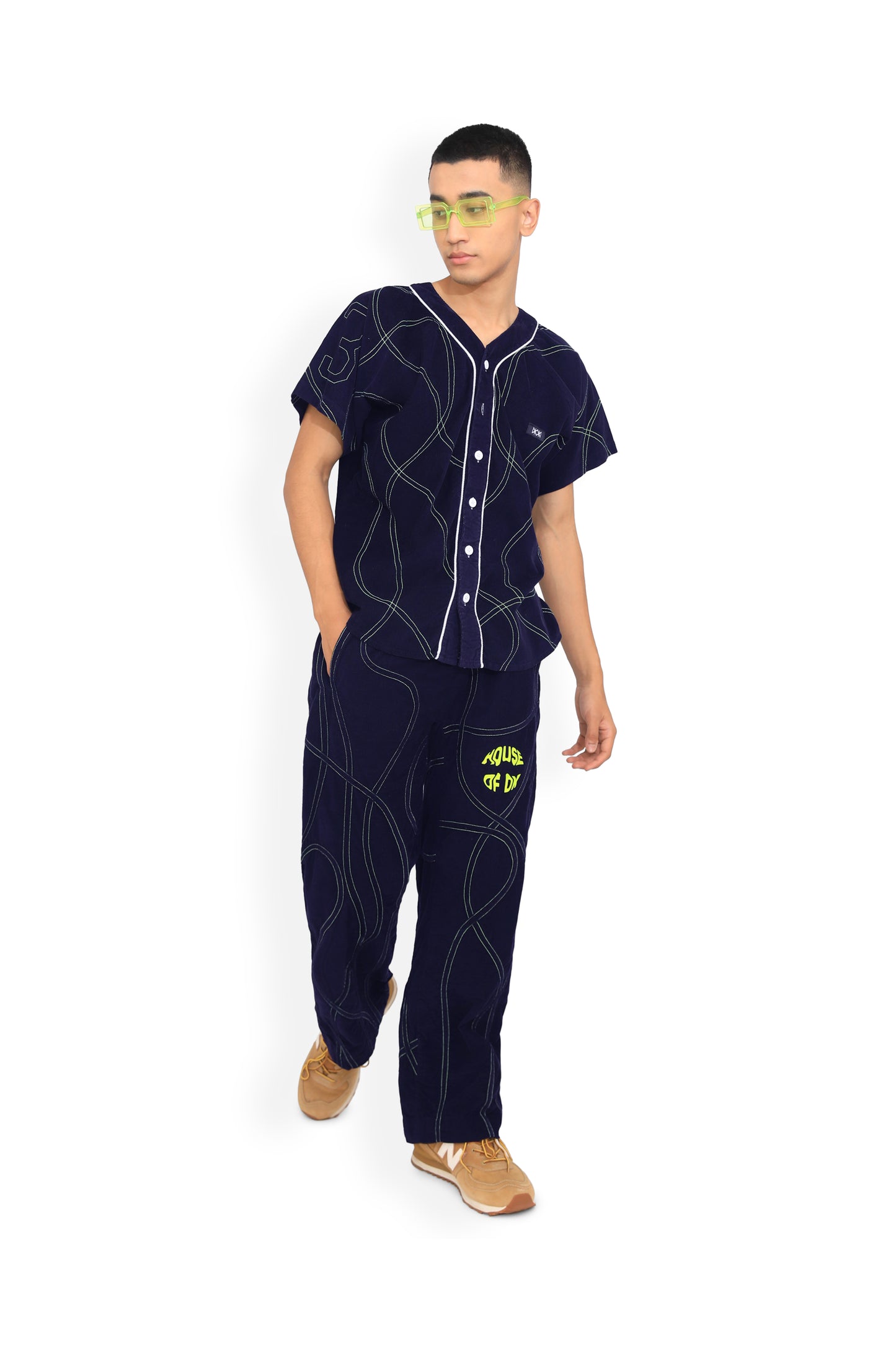 Navy Blue Contrast Stich Track Pant