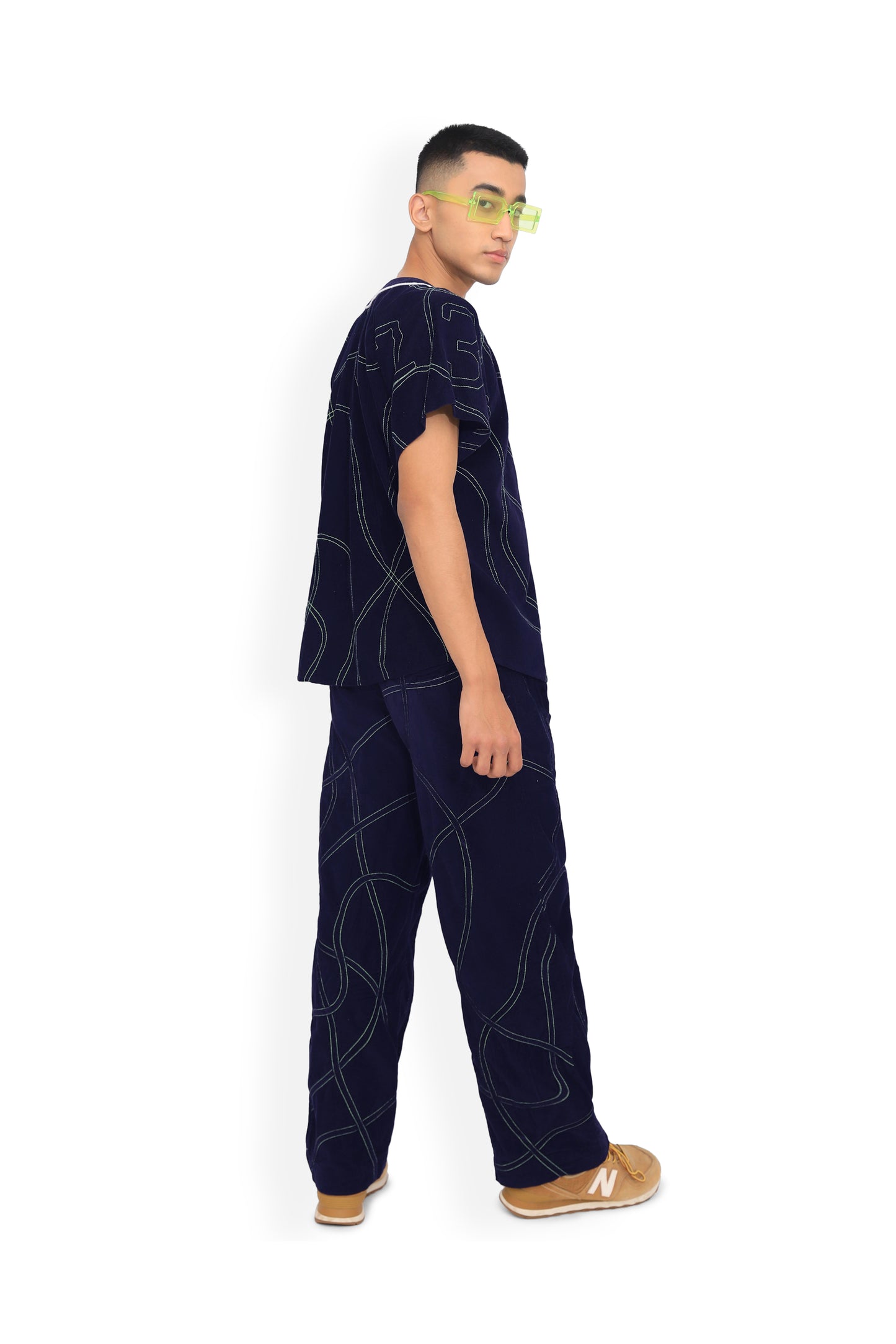 Navy Blue Contrast Stich Track Pant